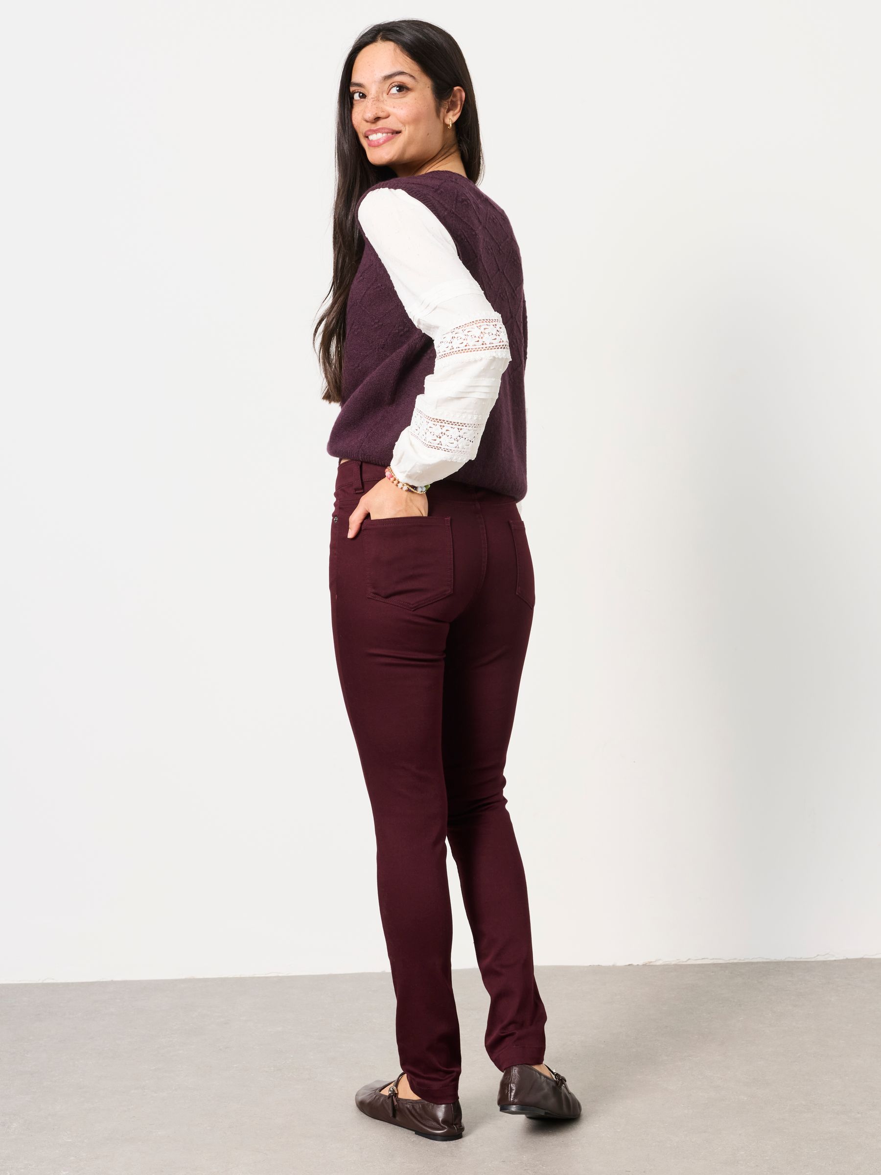 HAYLE Burgundy Red Denim Five pocket Trousers - Image 2 of 5