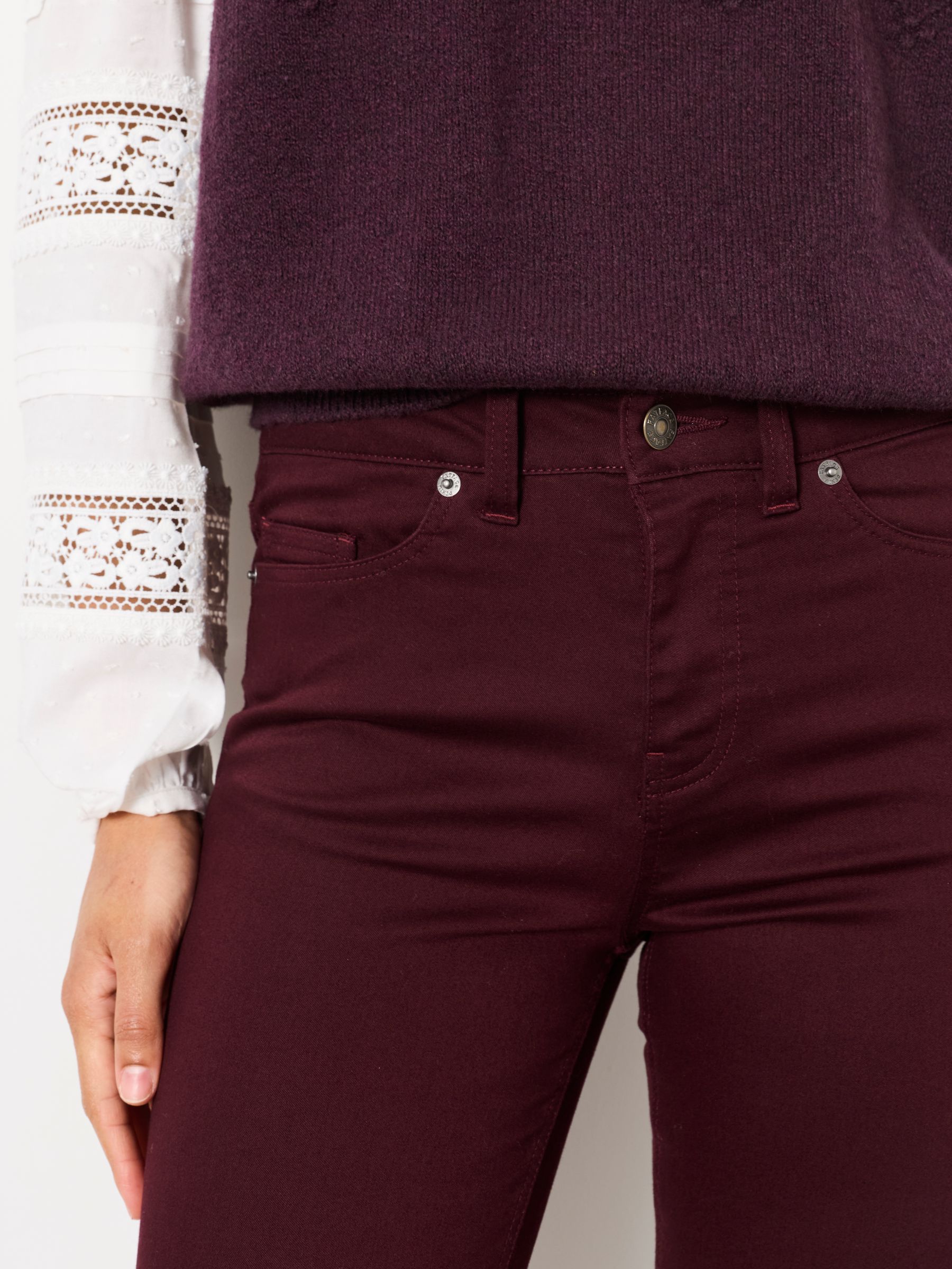 HAYLE Burgundy Red Denim Five pocket Trousers - Image 3 of 5