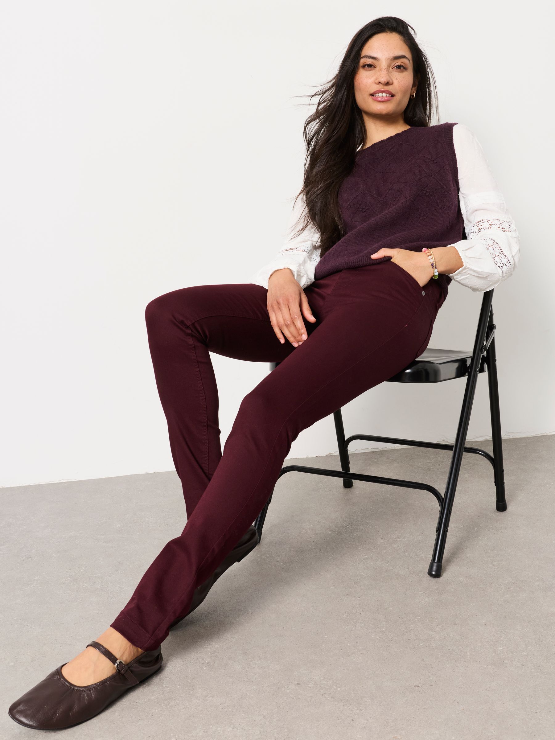 HAYLE Burgundy Red Denim Five pocket Trousers - Image 5 of 5