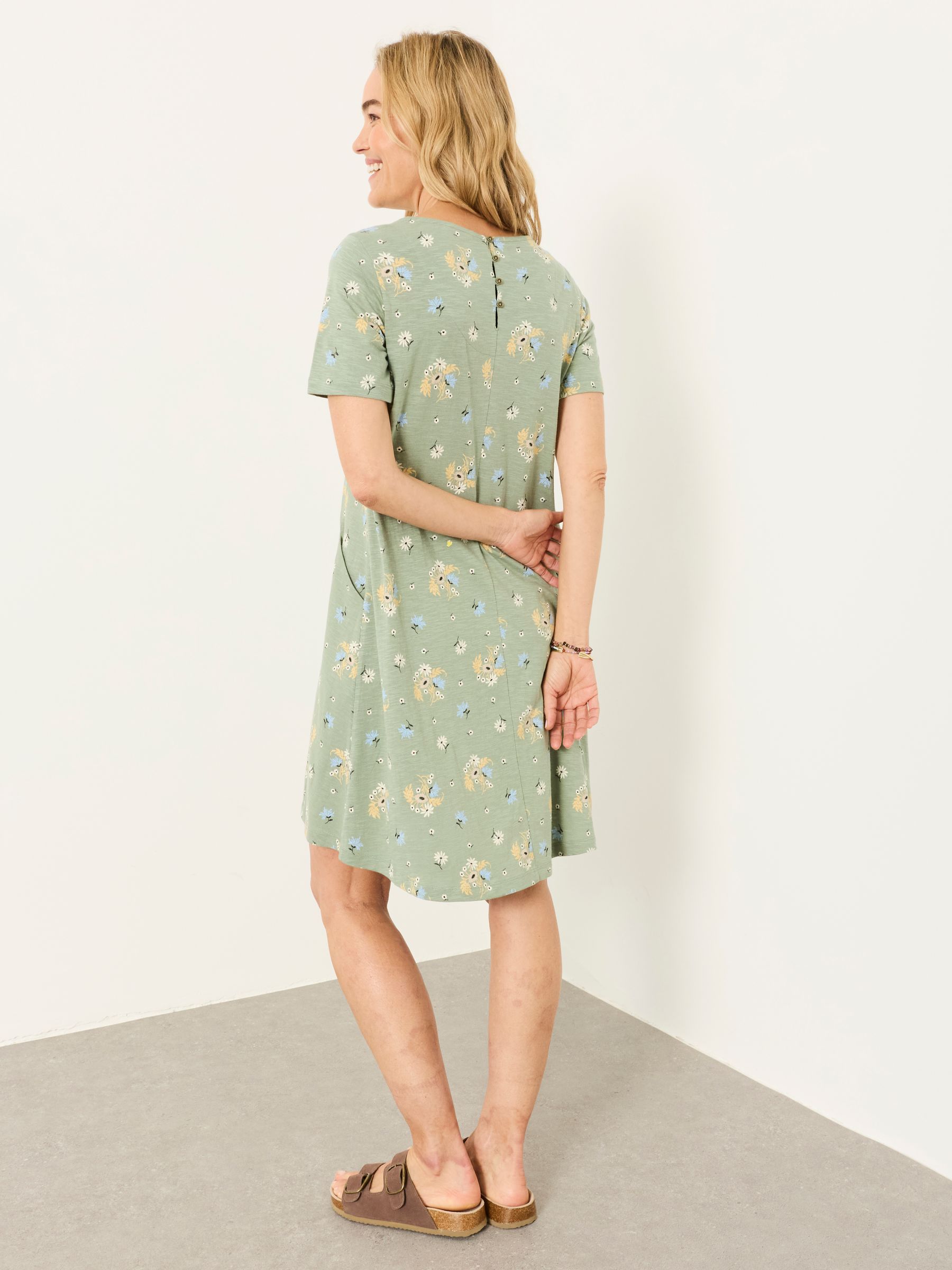 Simone Sage Green Posie Regular Jersey Dress | FatFace USA Simone Sage Green Posie Regular Jersey Dress | FatFace USA