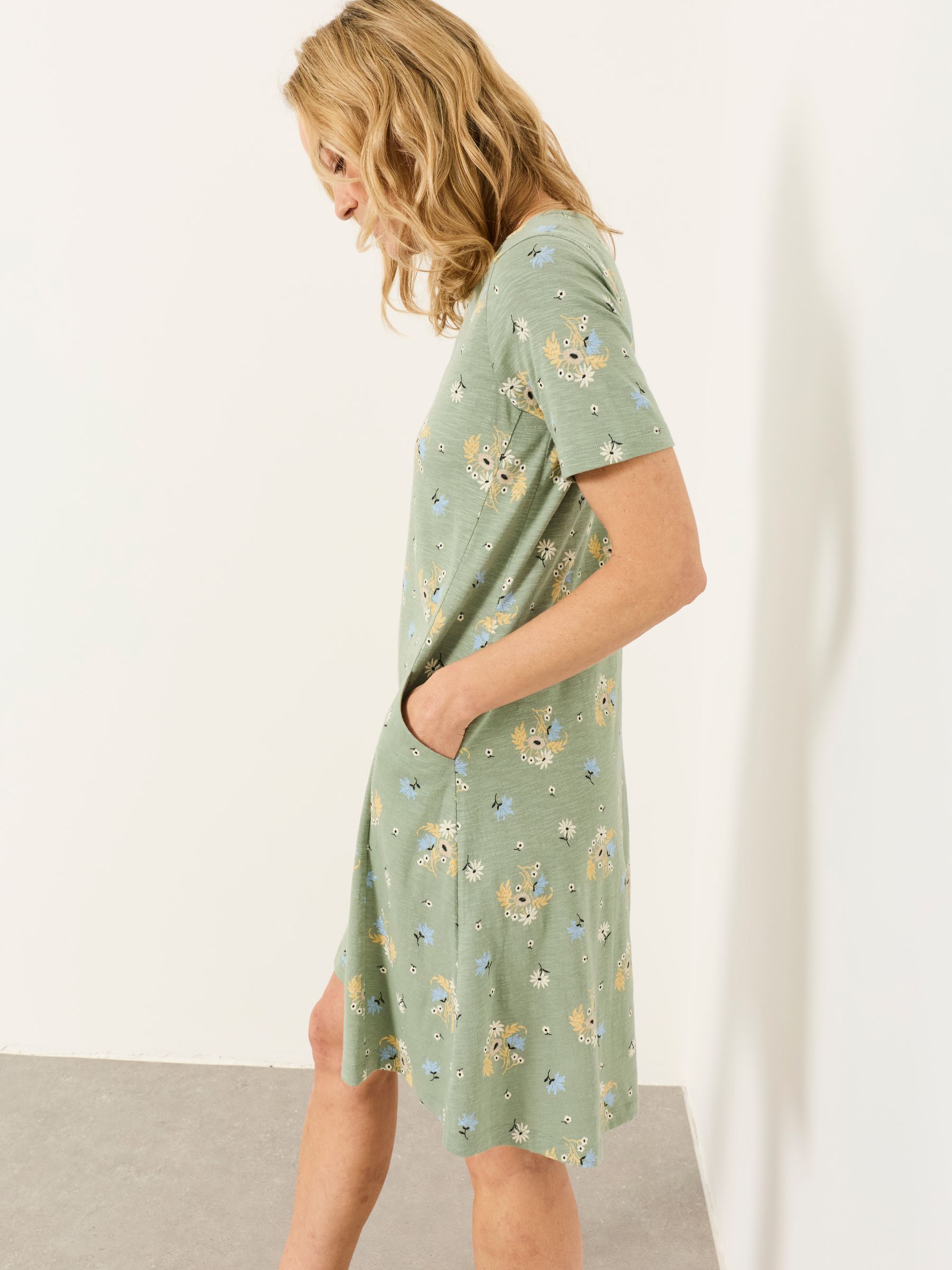 Simone Sage Green Posie Regular Jersey Dress - Image 4 of 5