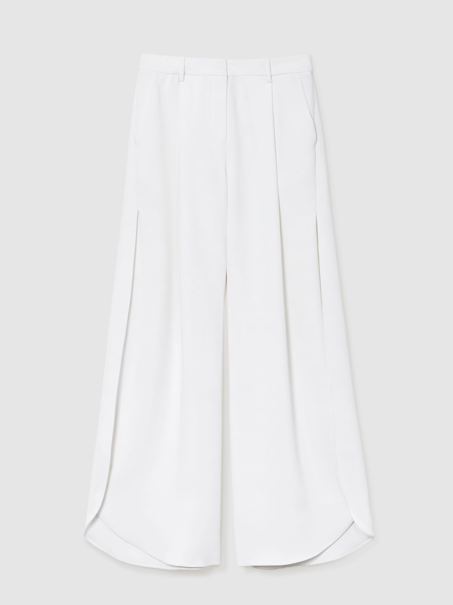 Side-Split Wide-Leg Trousers in White - Image 2 of 7