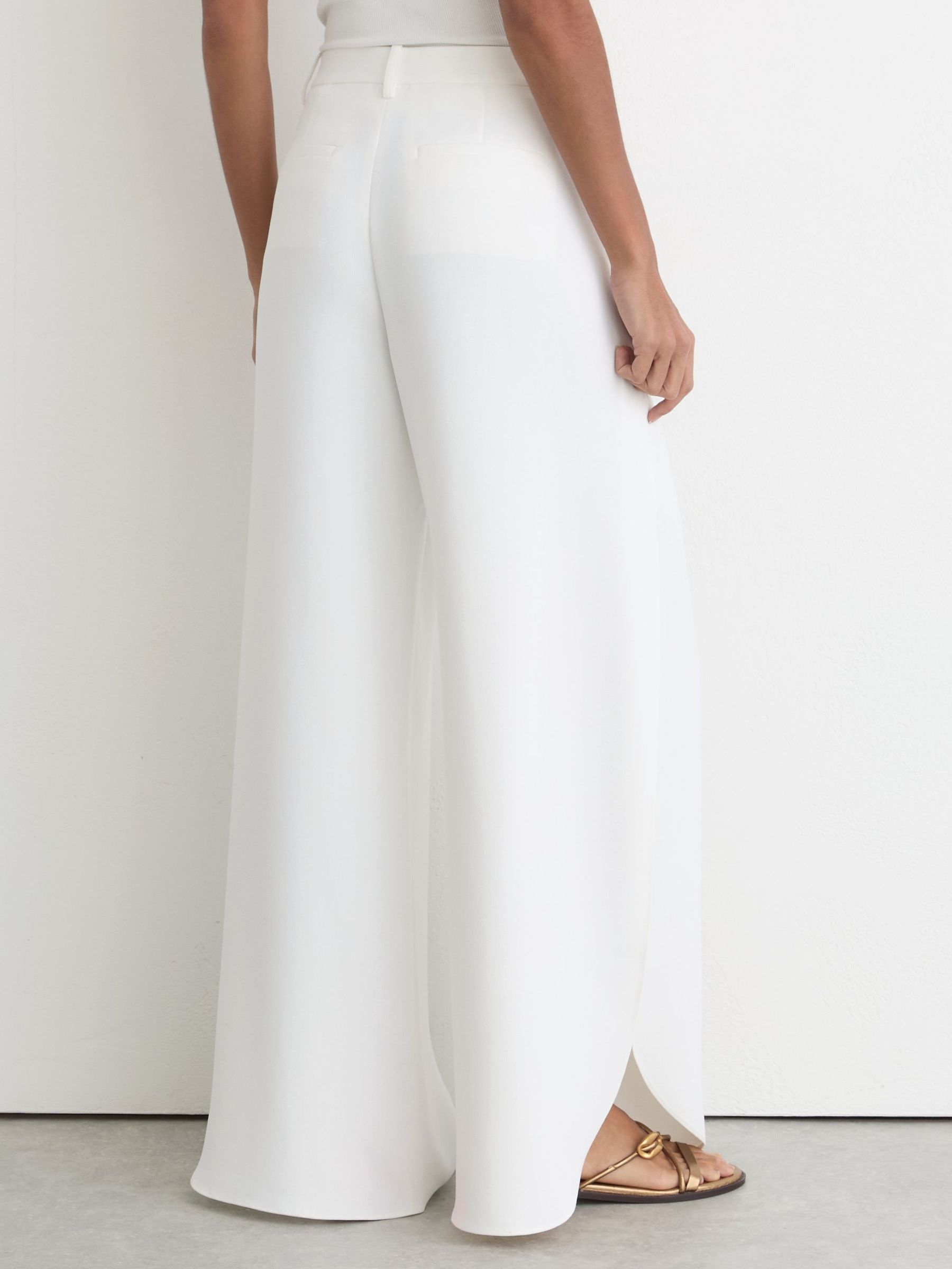 Side-Split Wide-Leg Trousers in White - image 4