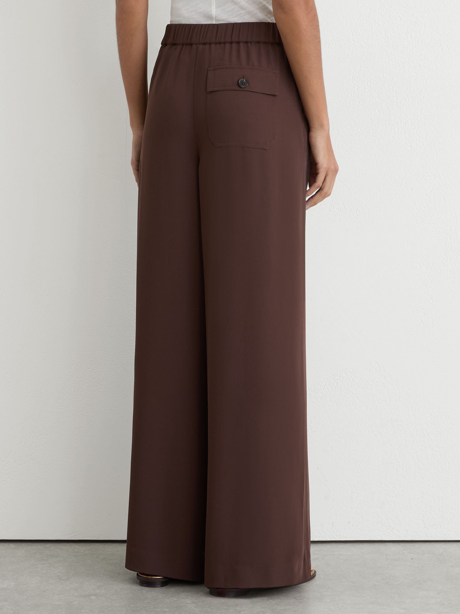 Drawstring Wide-Leg Trousers in Chocolate Brown - Image 7 of 8