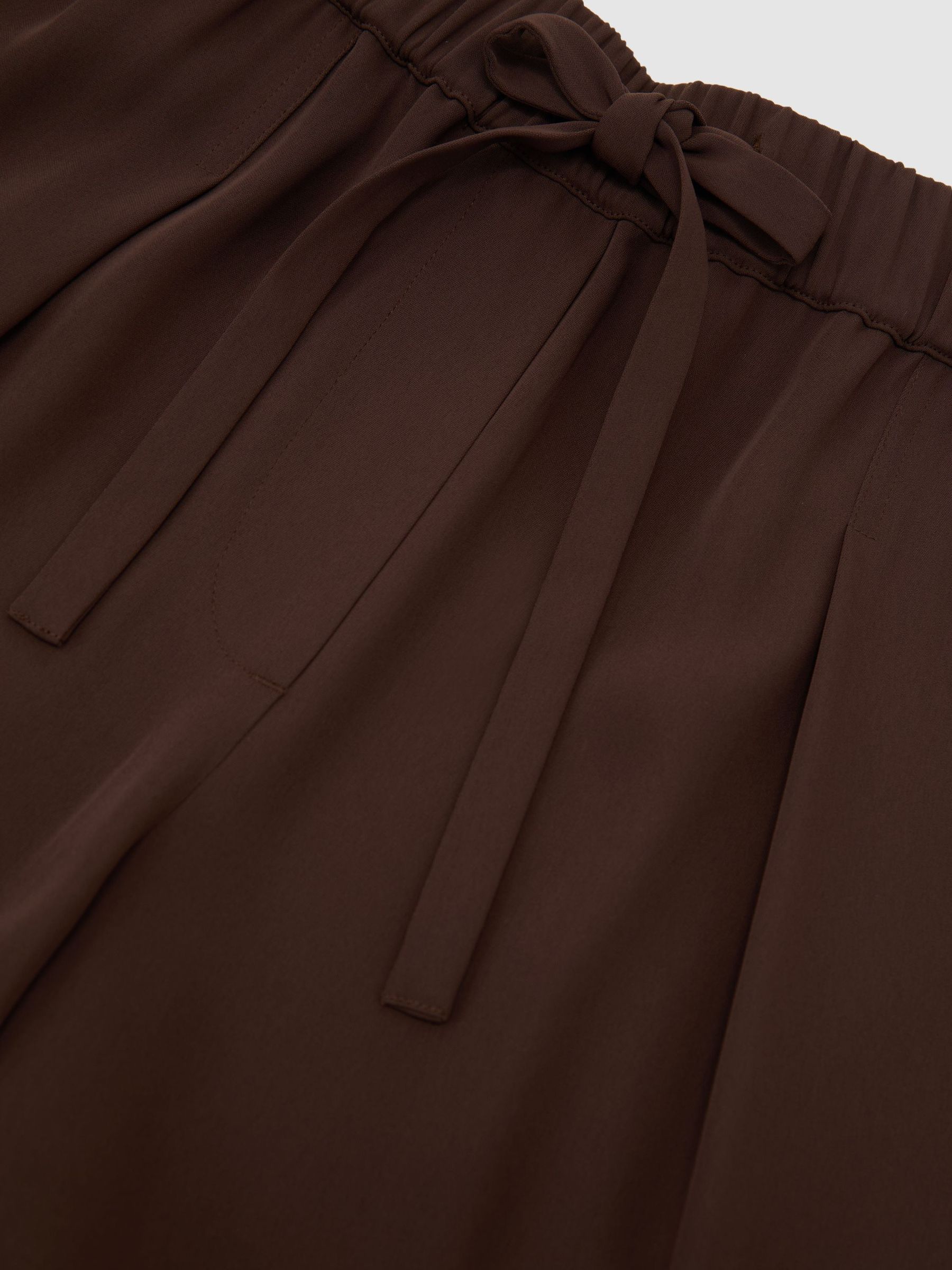 Drawstring Wide-Leg Trousers in Chocolate Brown - Image 8 of 8
