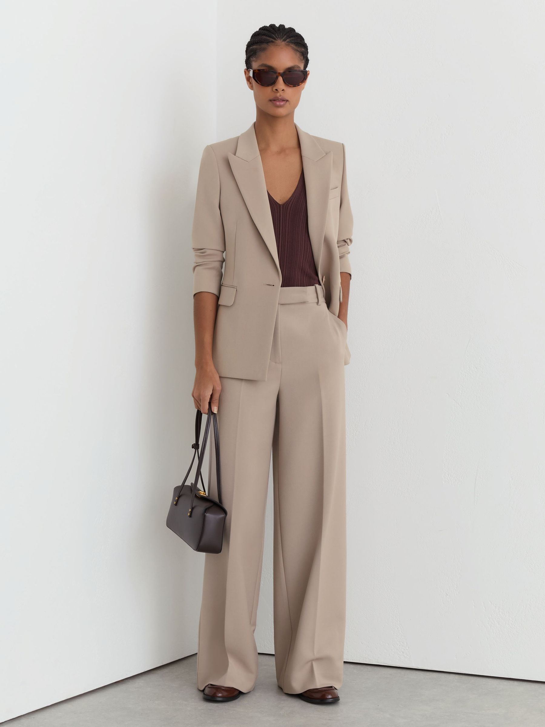 Wide-Leg Suit Trousers in Stone Neutral - Image 7 of 9