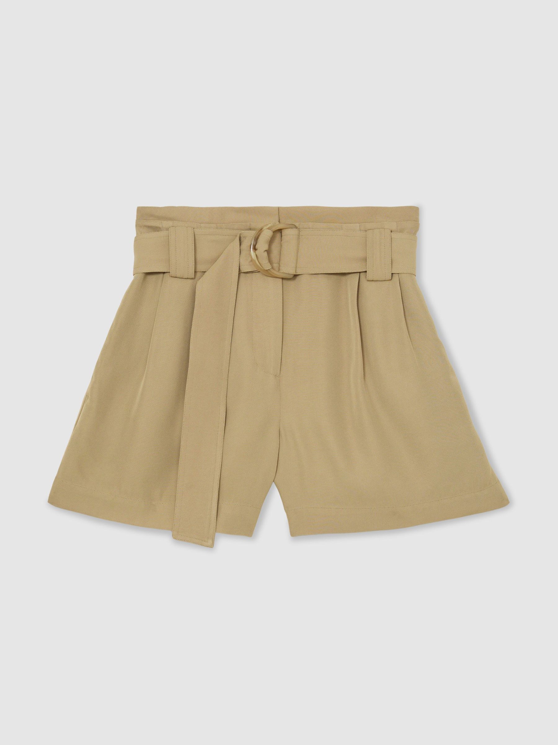 Twill Belted Relaxed Shorts in Neutral - Image 2 of 7 Twill Belted Relaxed Shorts in Neutral - Image 2 of 7