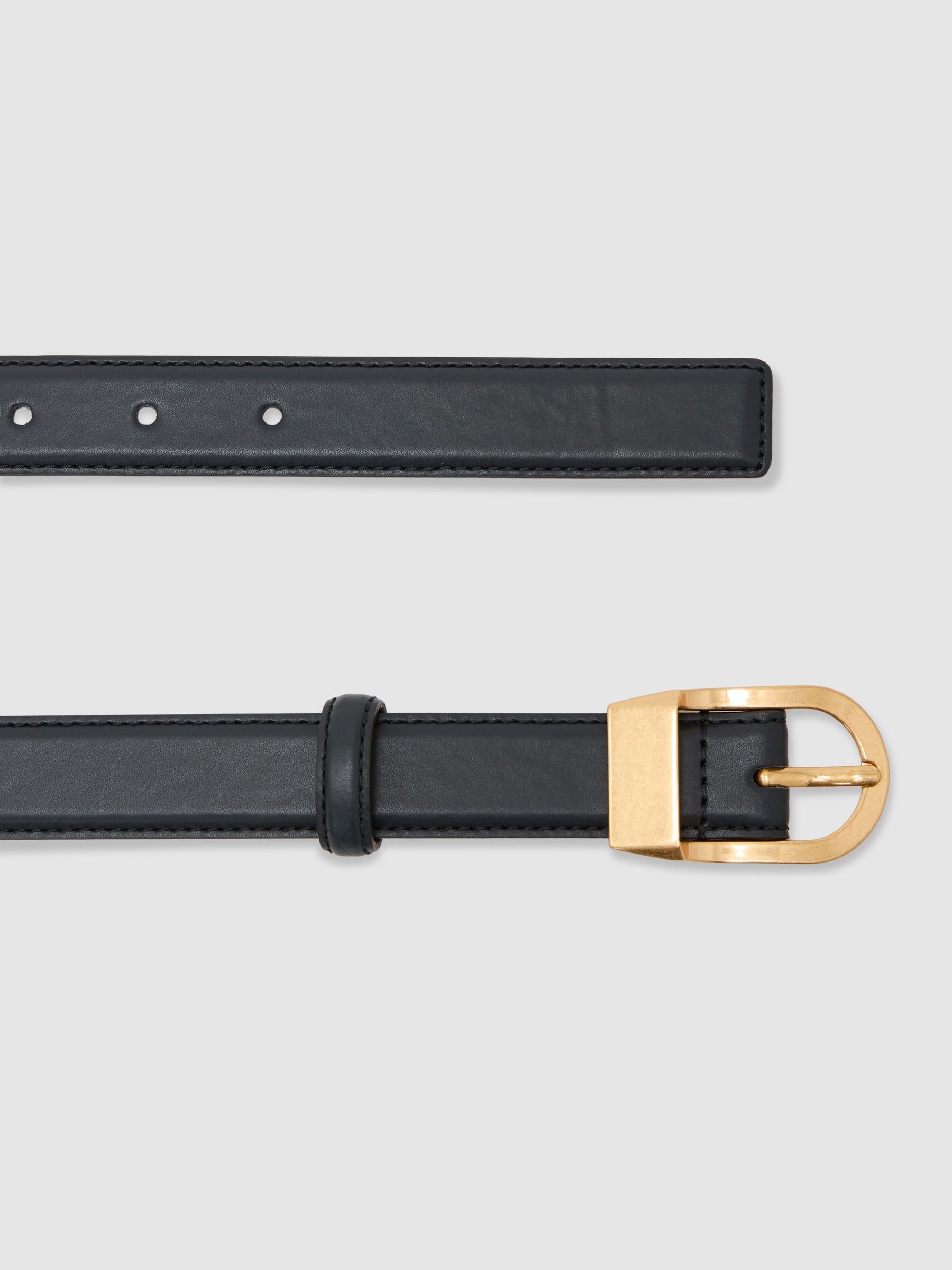 Leather Curved-Buckle Belt in Navy - Image 2 of 3