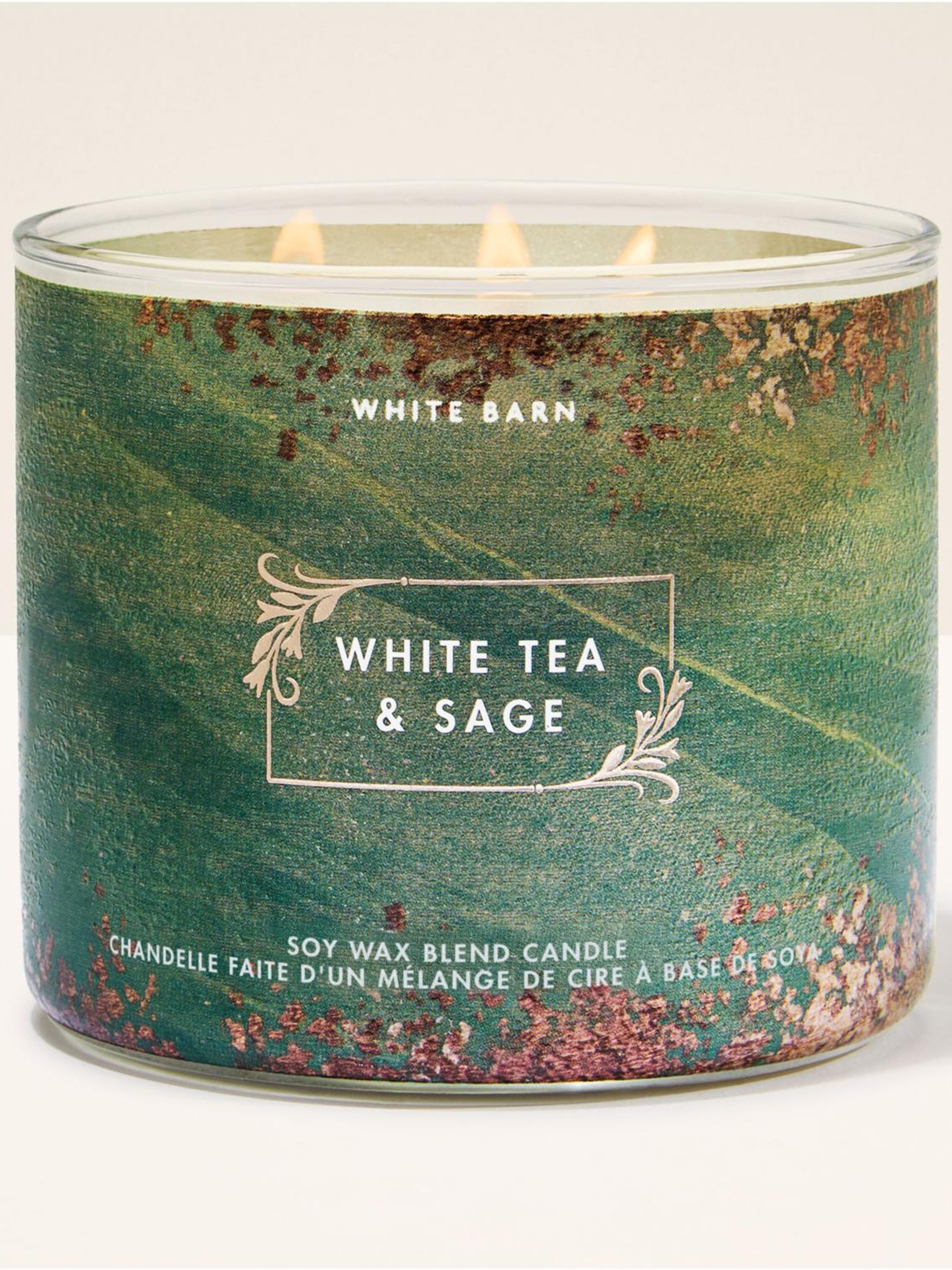 White Tea and Sage Candle 411g 3 Wick - Image 1 of 2