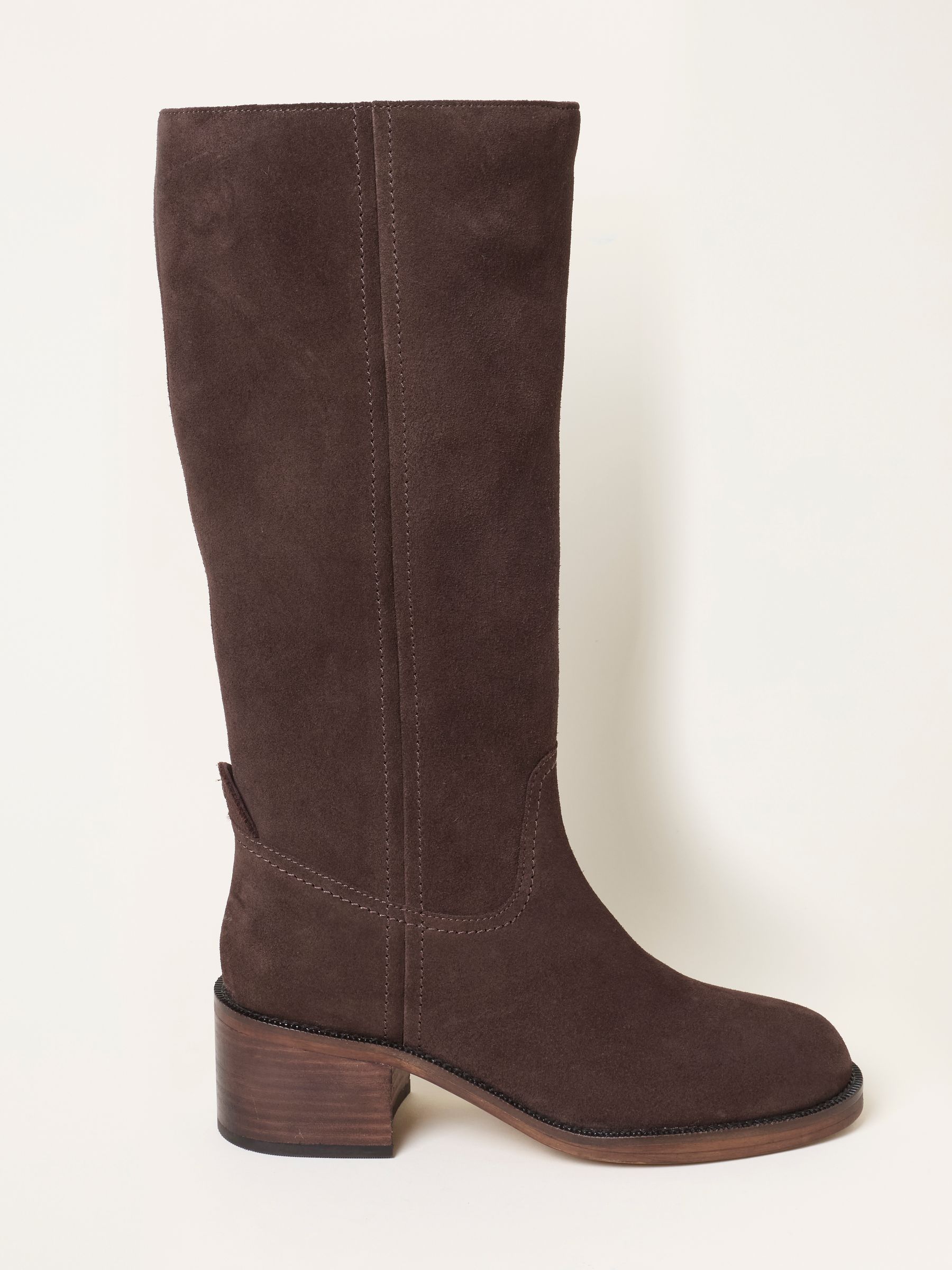 Wilton Chocolate Brown Leather Knee High Heeled Boot - Image 3 of 5