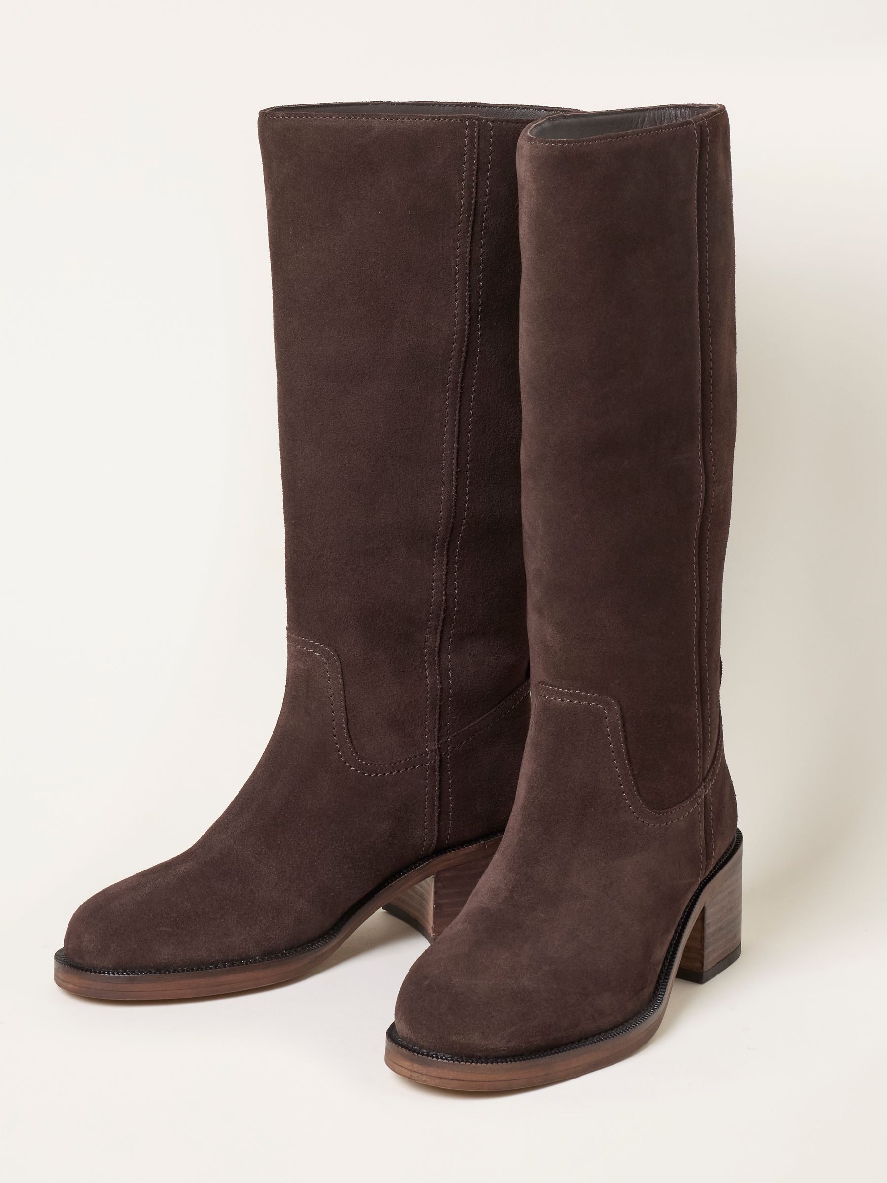 Wilton Chocolate Brown Leather Knee High Heeled Boot - Image 4 of 5