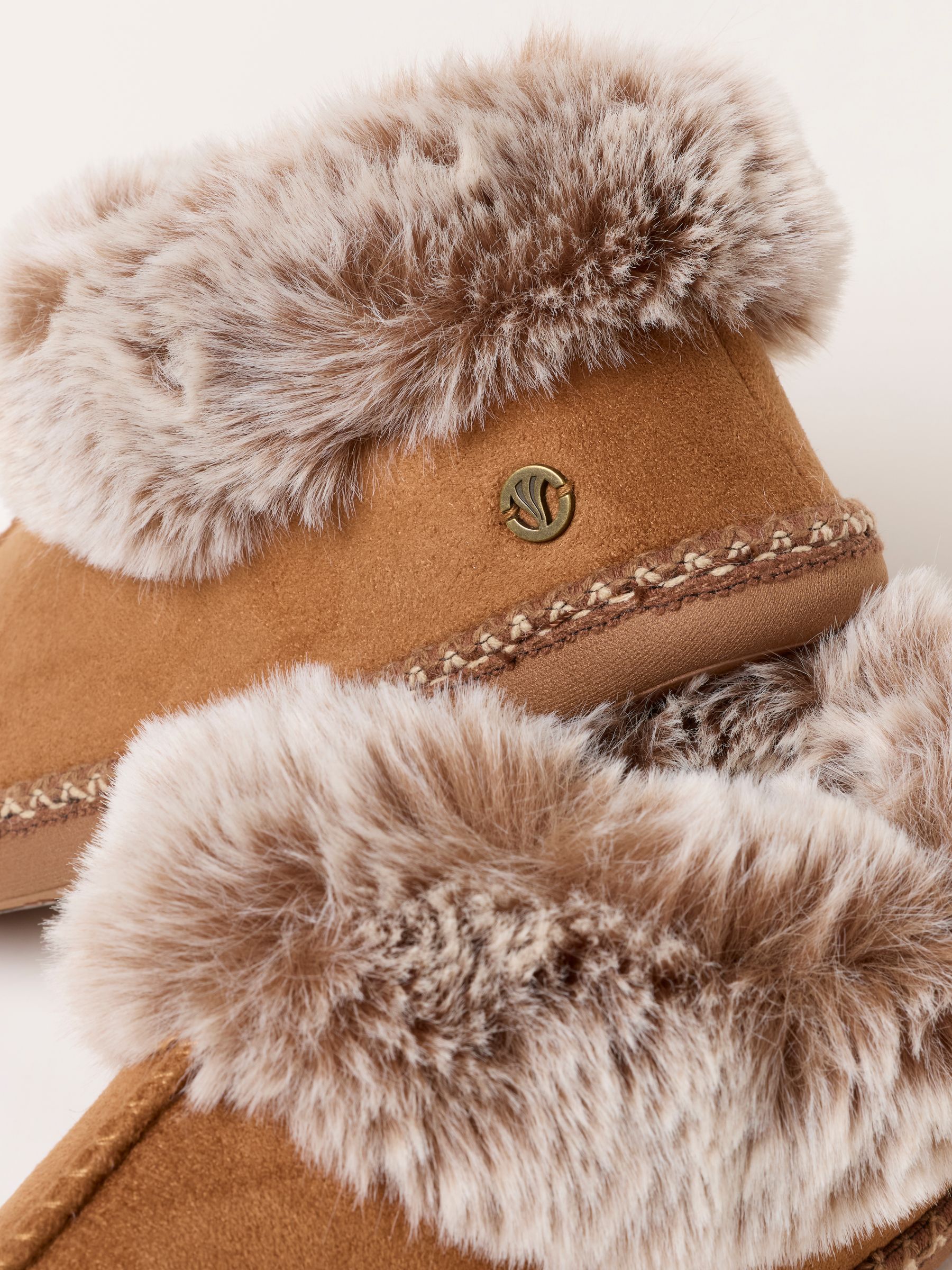 Tan Brown Maia Faux Fur Boot Slipper - Image 2 of 3