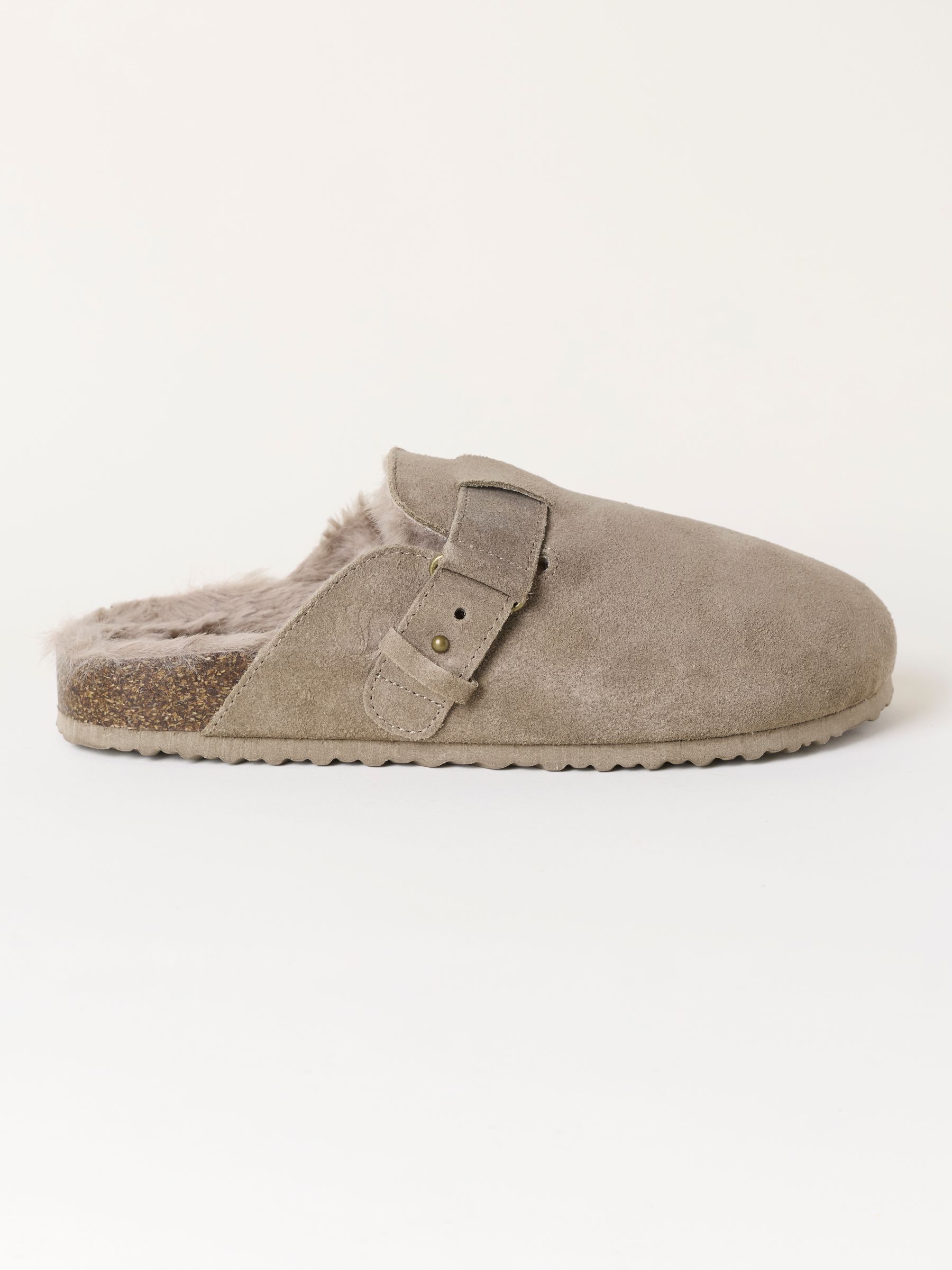 Elsie Dark Natural Faux Fur Lined House Shoe - Image 1 of 3