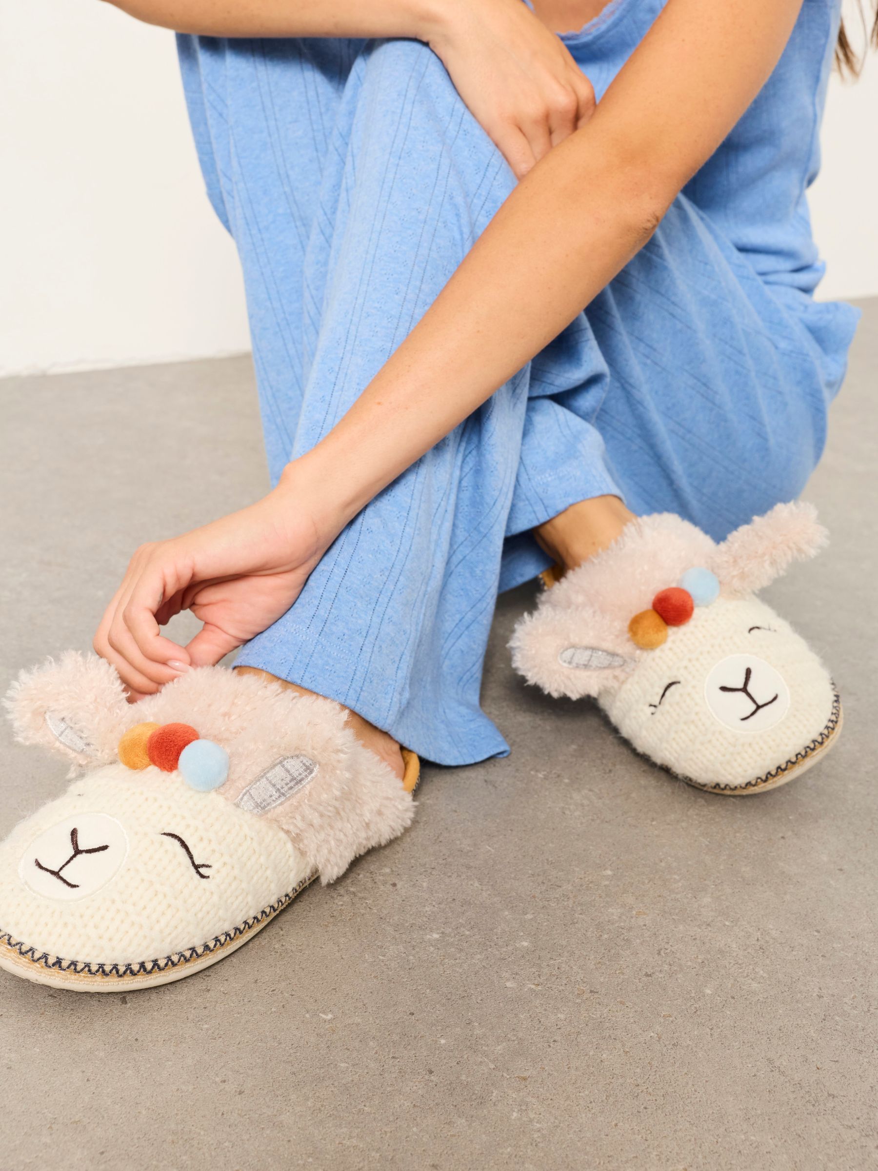 Novelty Ivory Alpaca Mule Slipper - Image 1 of 5