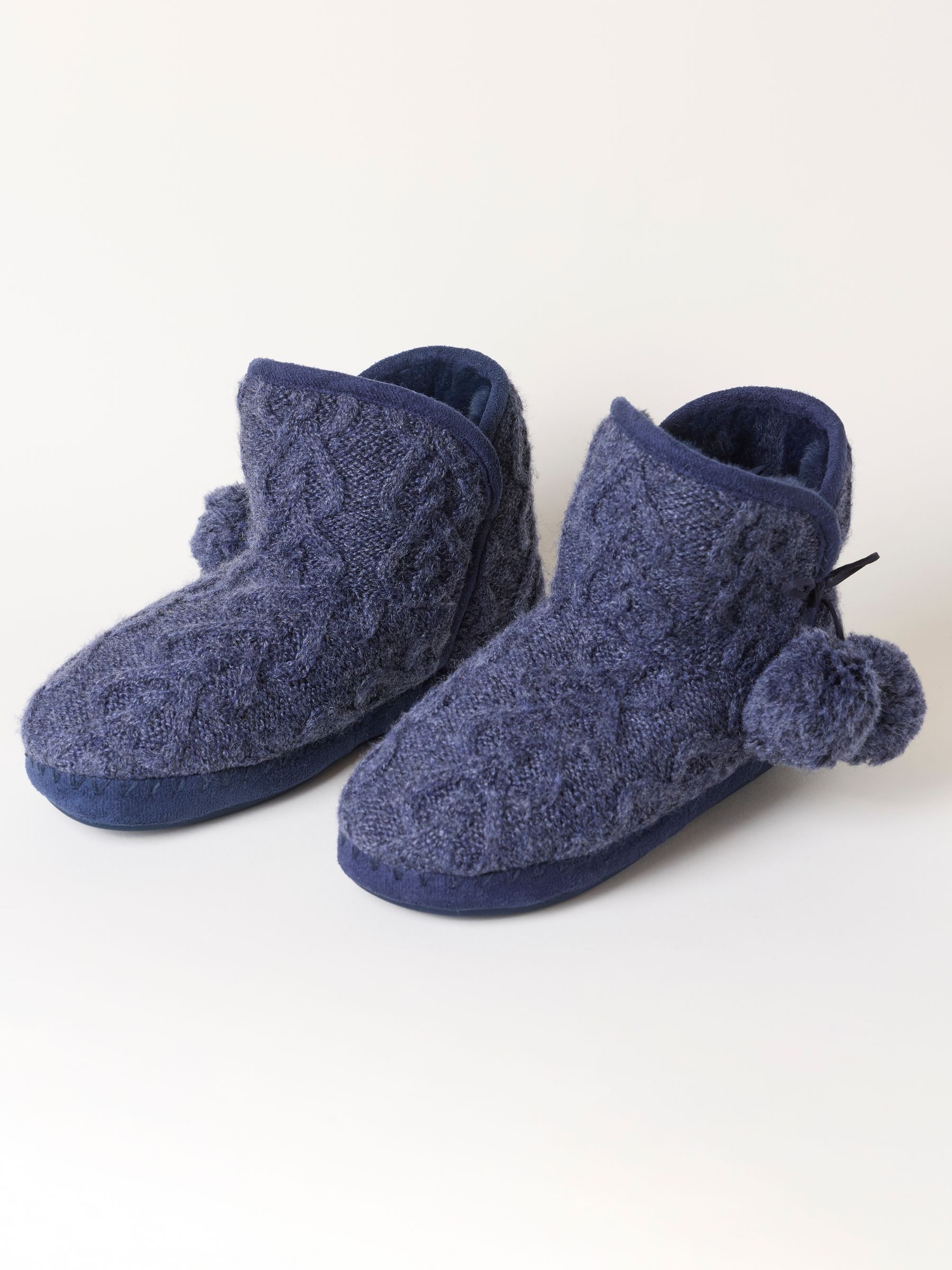 Sara Navy Knit Slipper Boots - Image 2 of 3