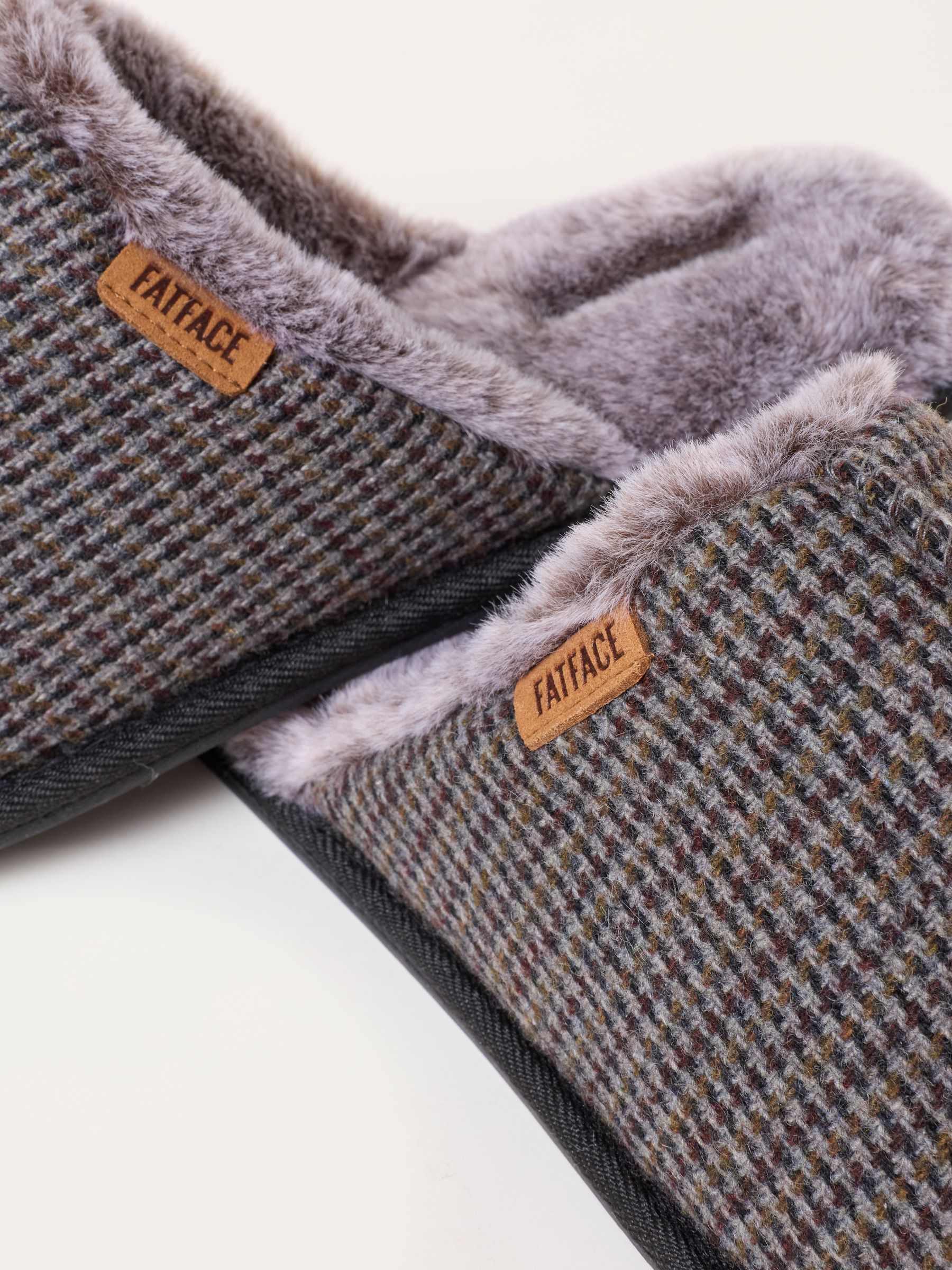 Harvey Brown Checkered Mule Slippers - Image 2 of 3