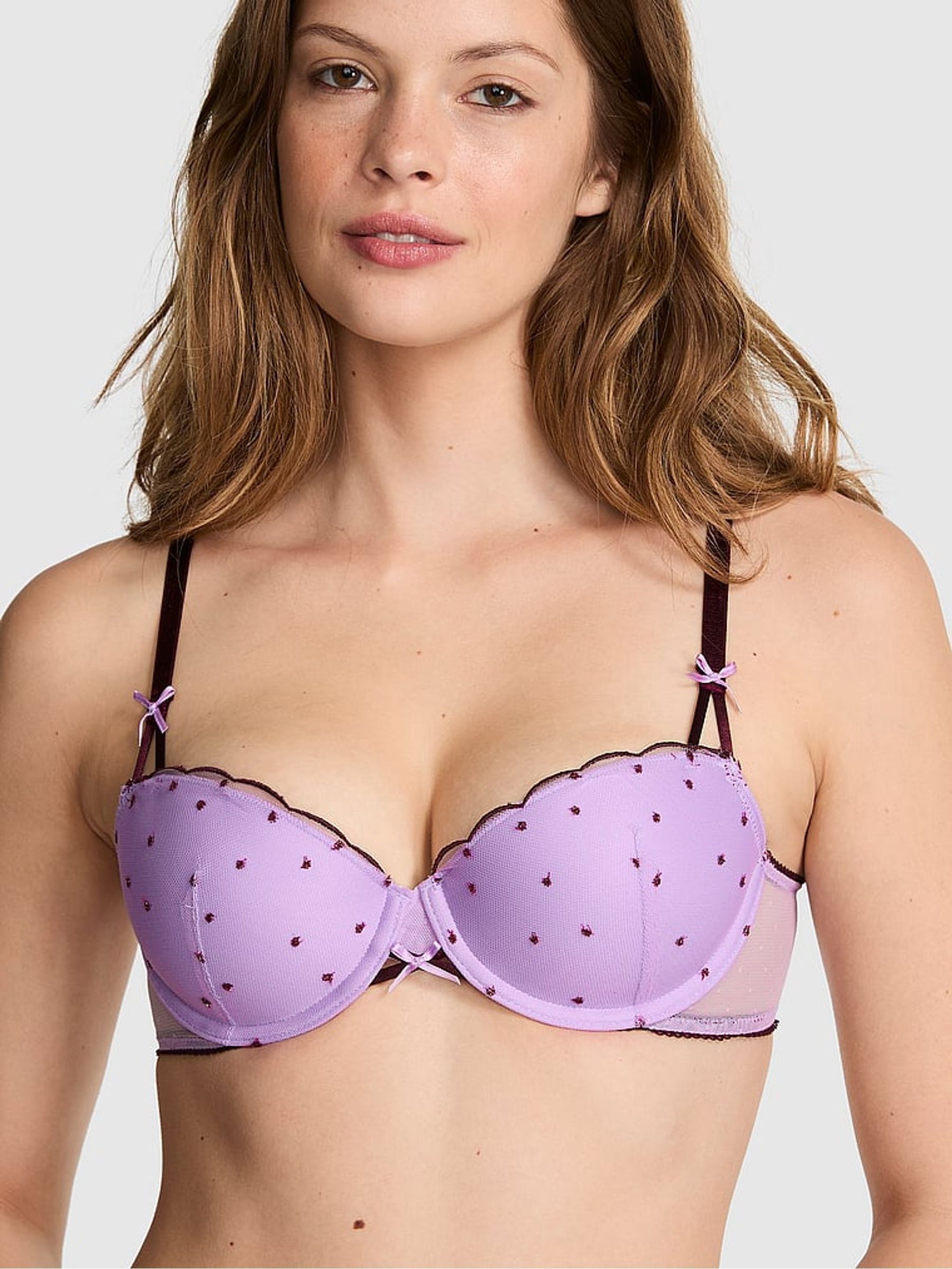 Lilac Purple Balcony Pop Stitch Embroidery Bra - Image 1 of 2