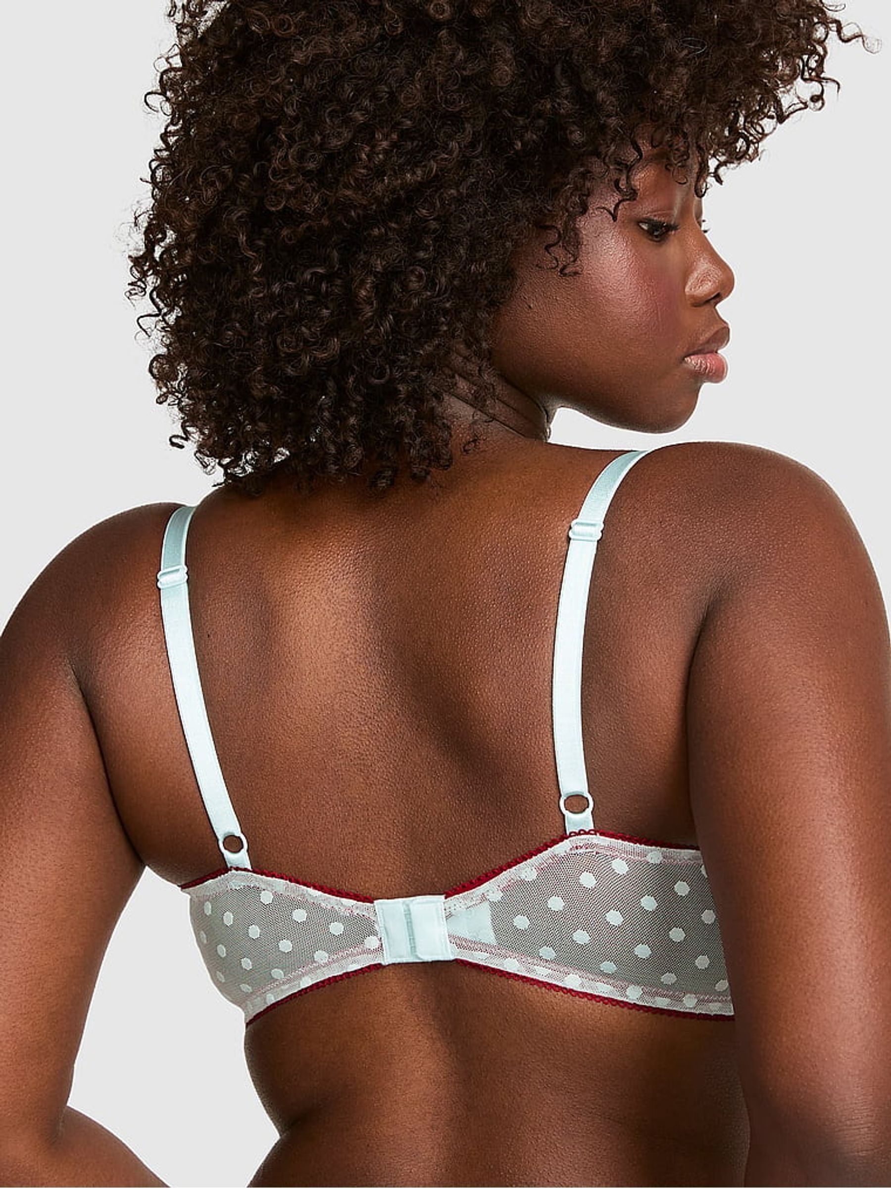 Spray Blue Push Up Balcony Cherry Embroidery Bra - Image 2 of 3