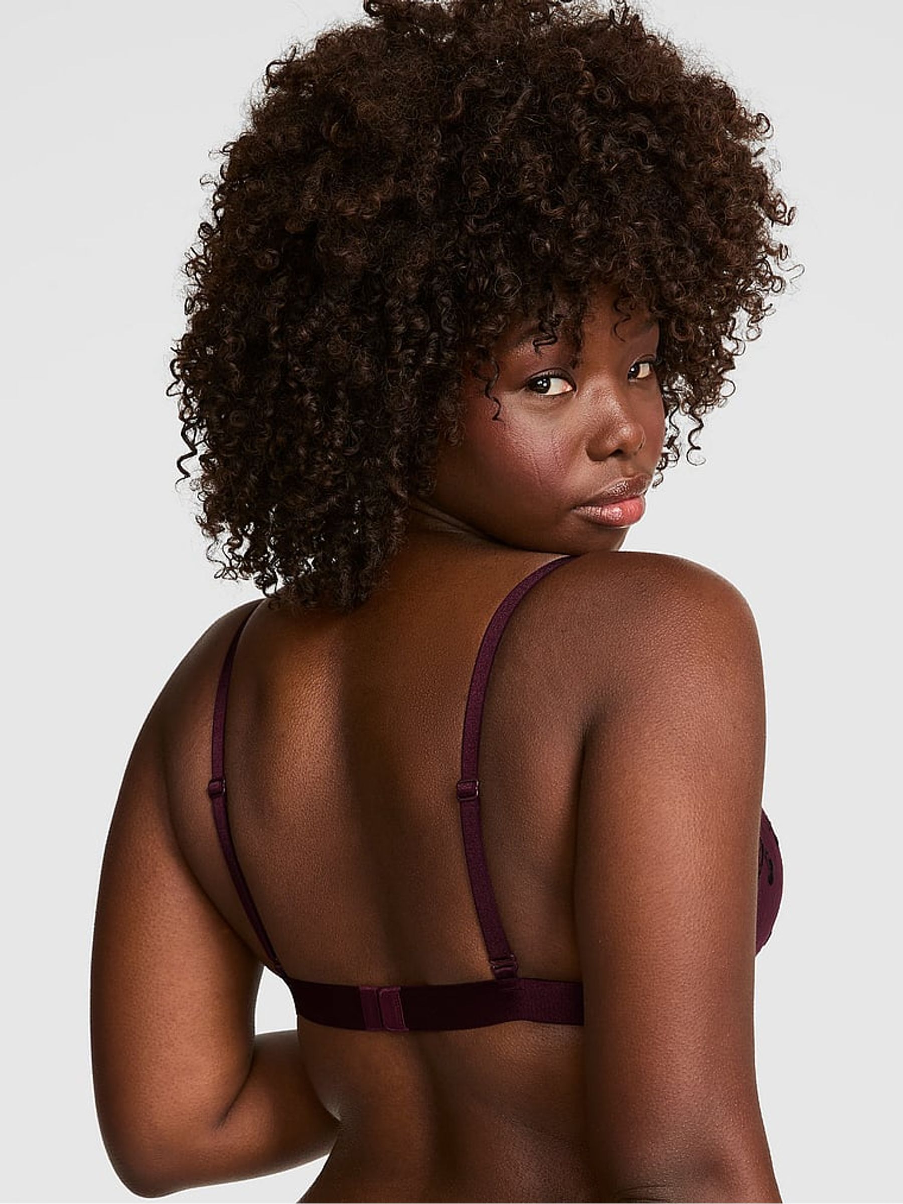 Purple Rose Cherry Embroidery Push Up Triangle Bralette - Image 2 of 2
