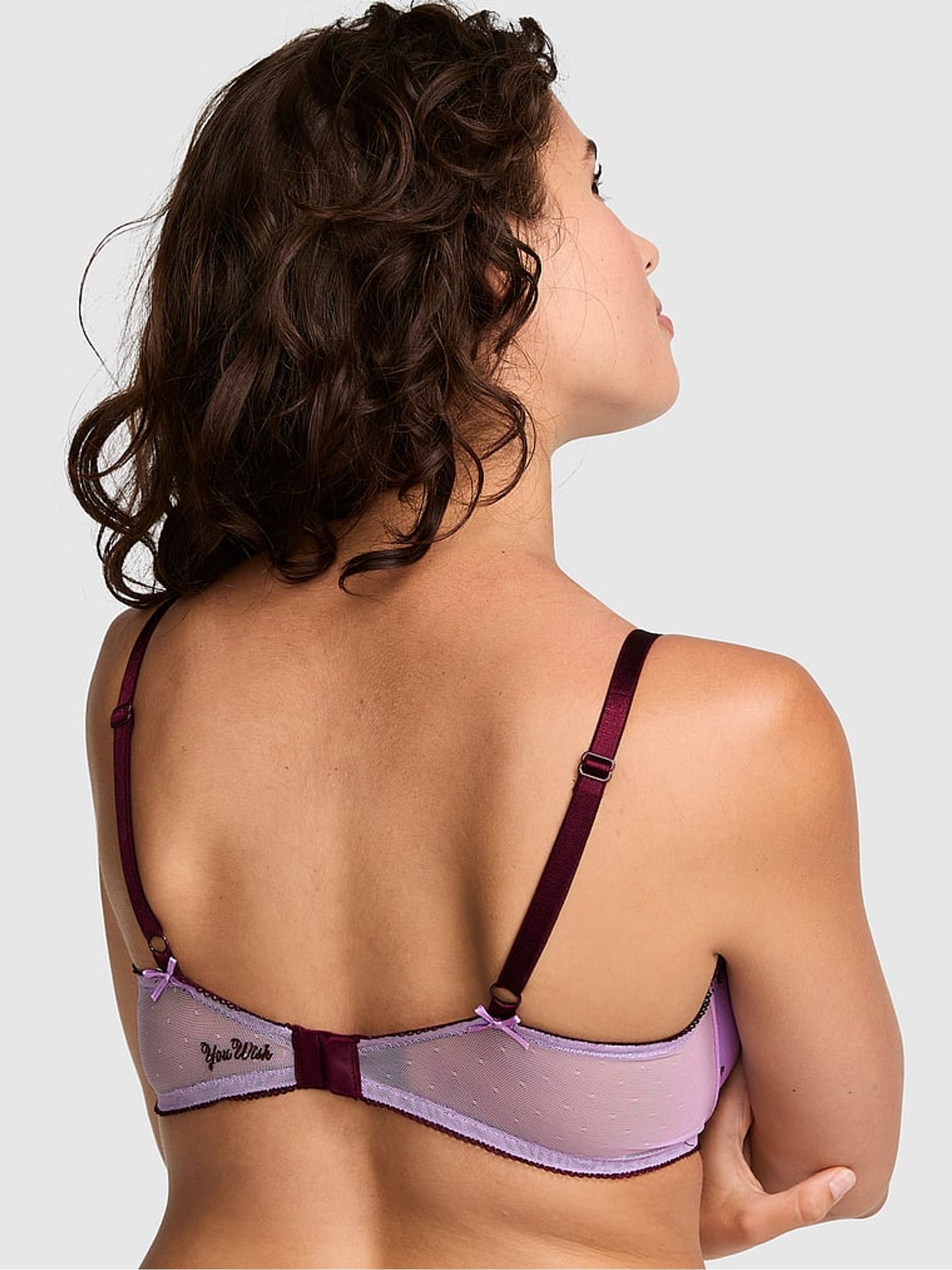 Lilac Purple Push Up Pop Stitch Embroidery Bra - Image 2 of 2 Lilac Purple Push Up Pop Stitch Embroidery Bra - Image 2 of 2