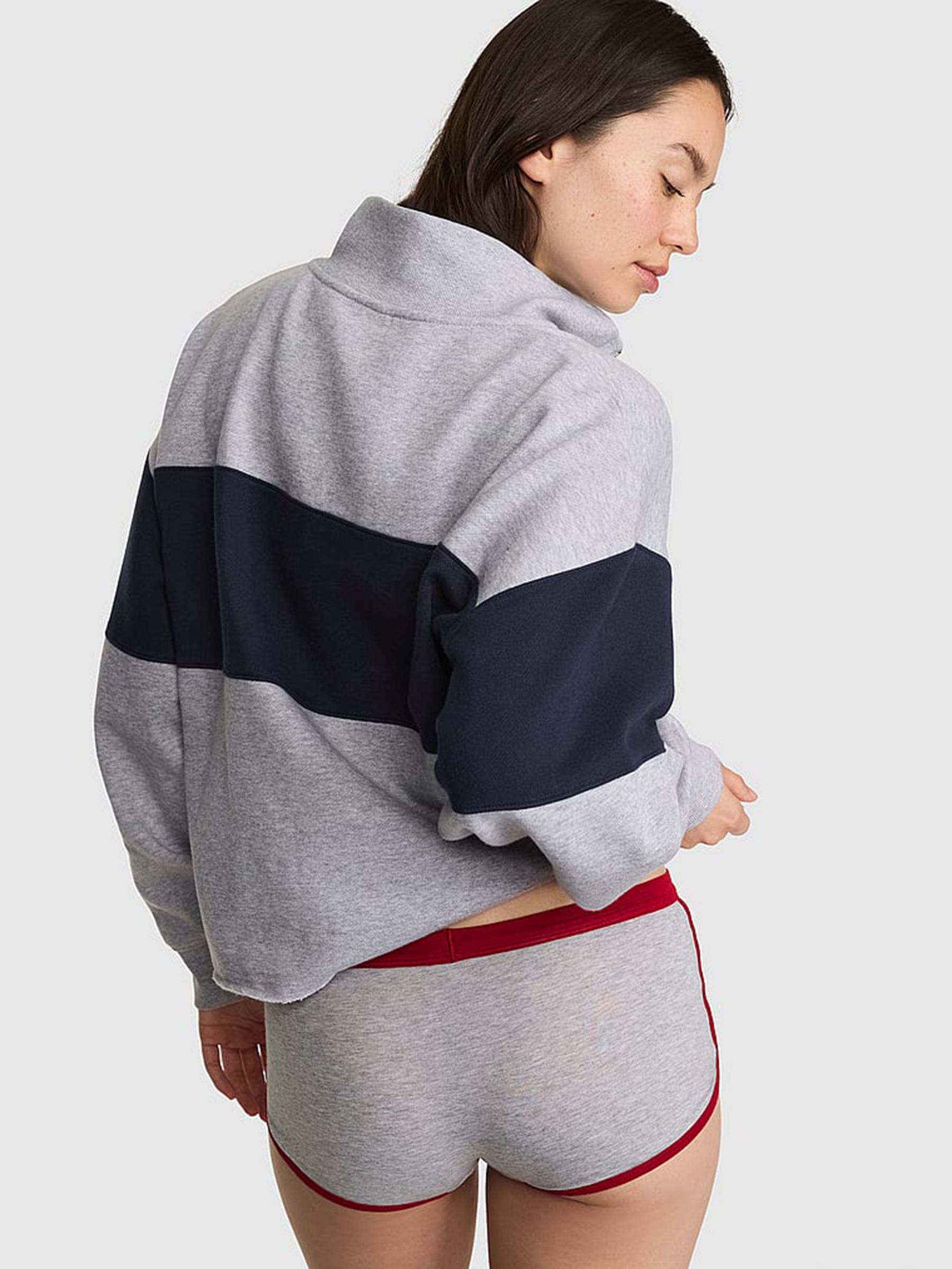 Medium Heather Grey Quarter Zip Fleece Sweatshirt - Image 2 of 2