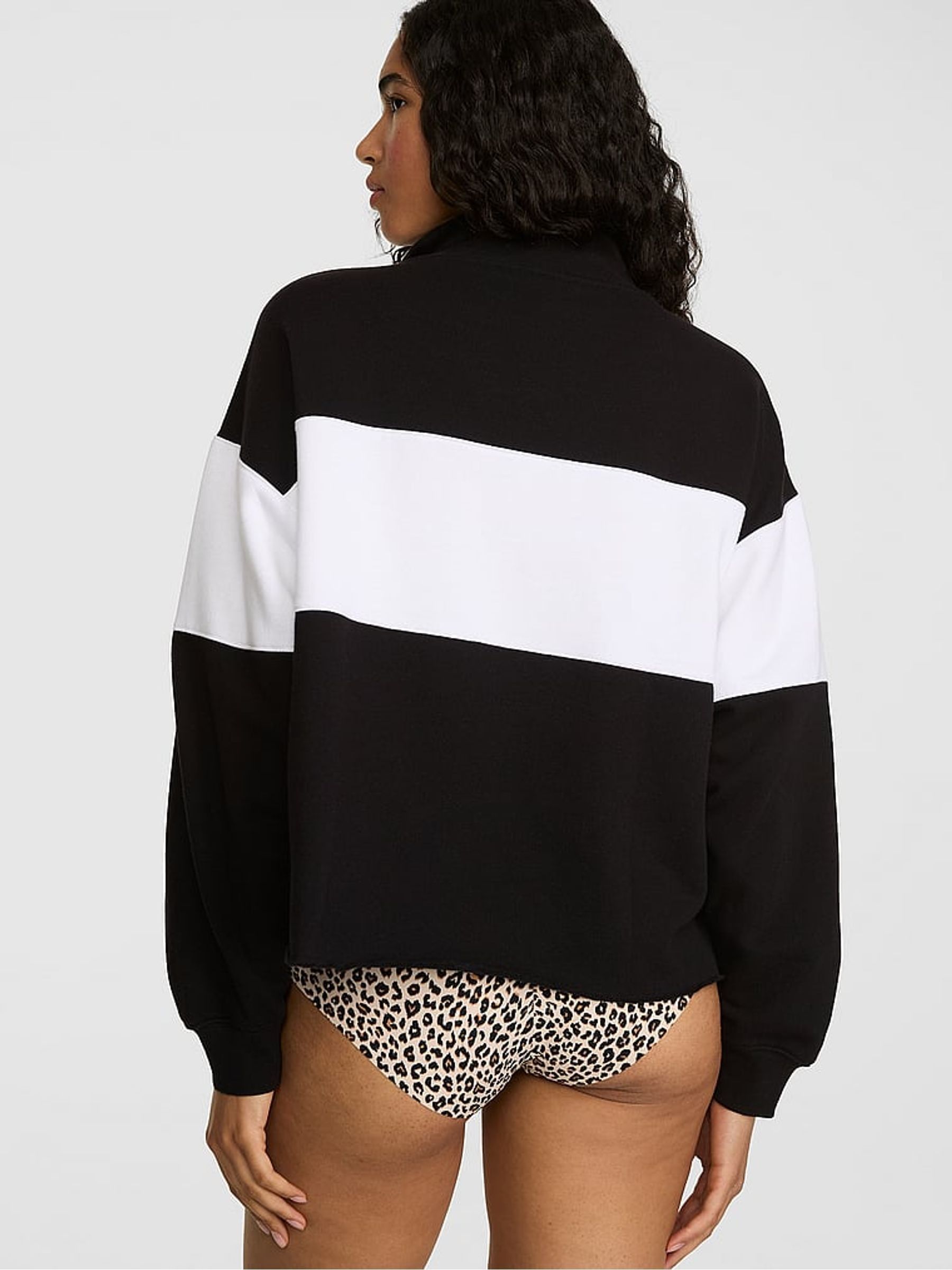 Black Quarter Zip Fleece Sweatshirt - Image 2 of 2 Black Quarter Zip Fleece Sweatshirt - Image 2 of 2