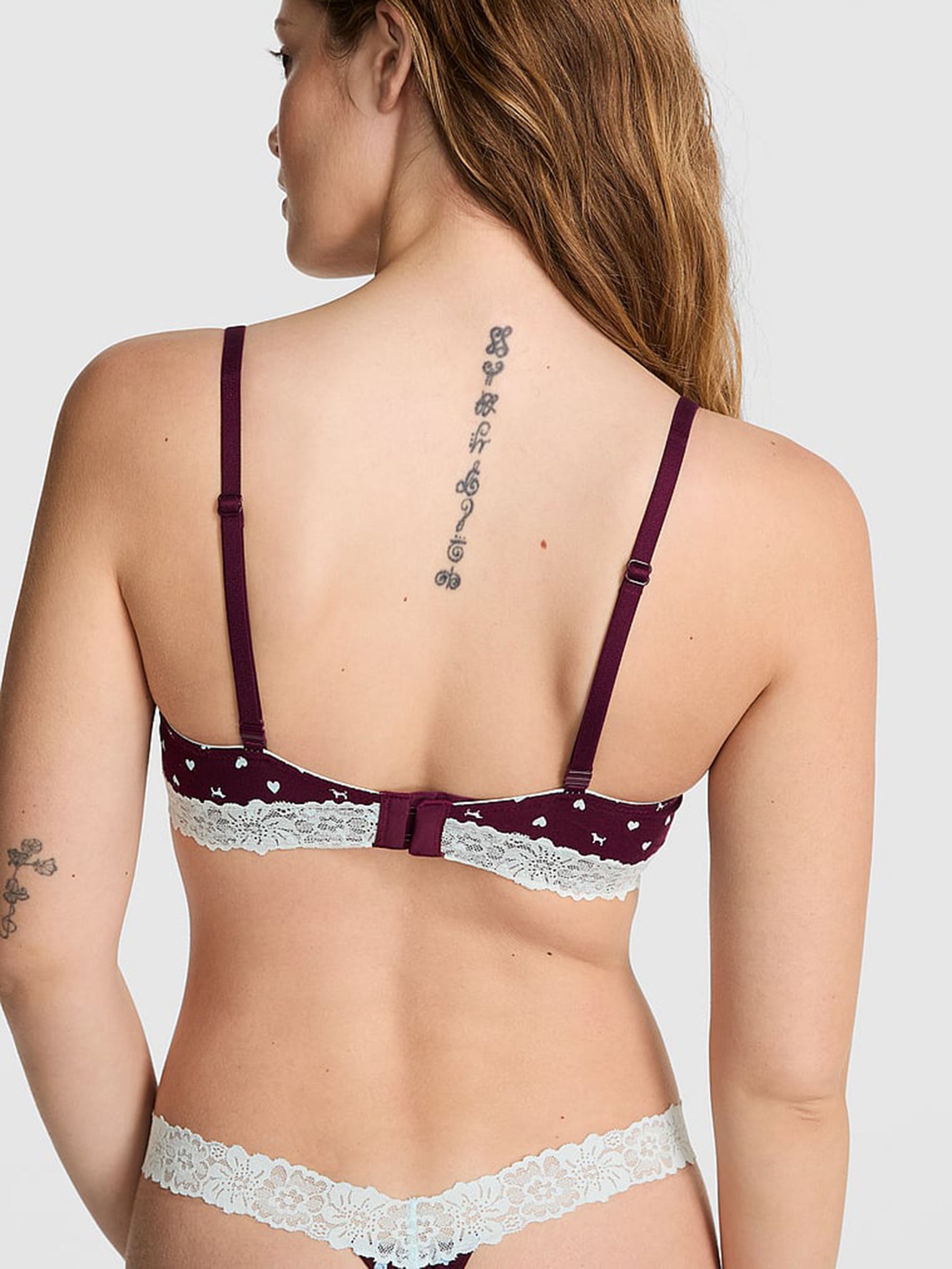 Purple Rose Dog Print Push Up Cotton Heather Lace Trim Bra - Image 2 of 2