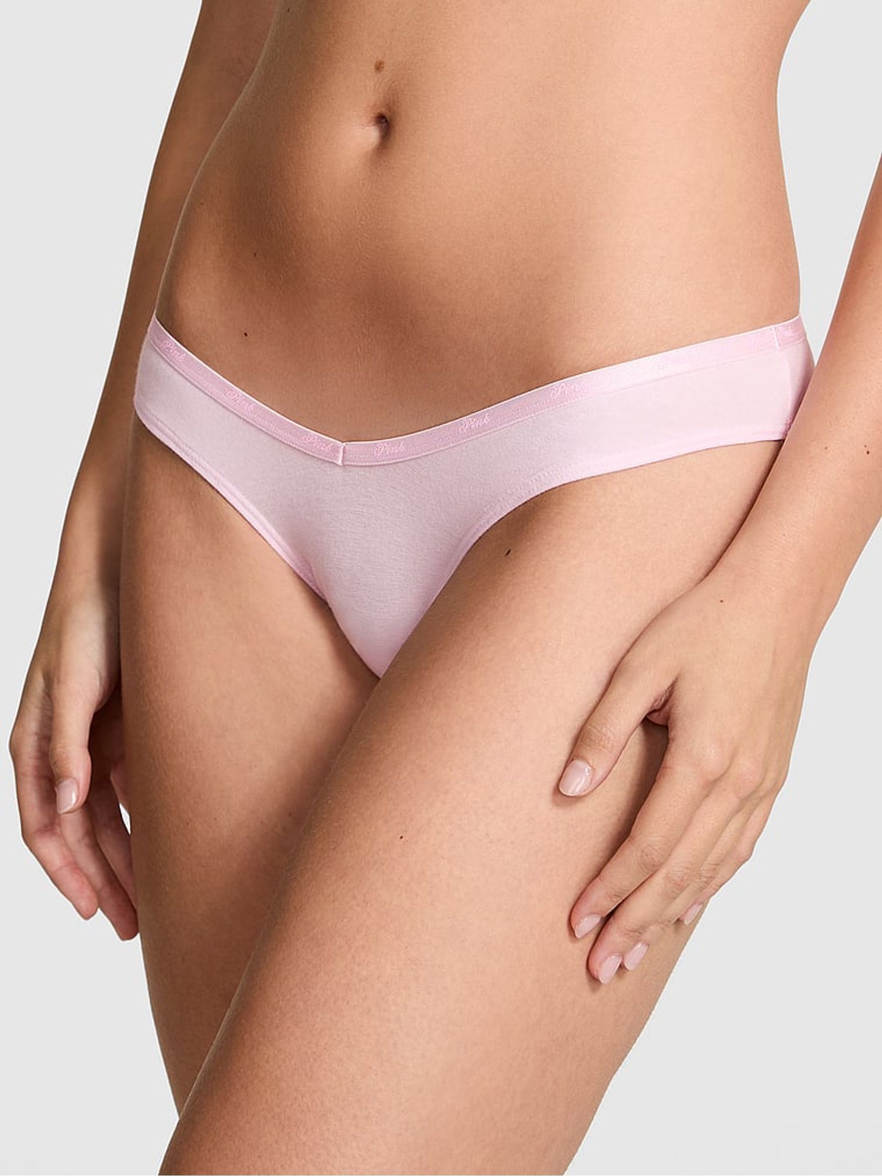 Pink Tulip Tanga Cotton Mini Logo Knickers - Image 1 of 2