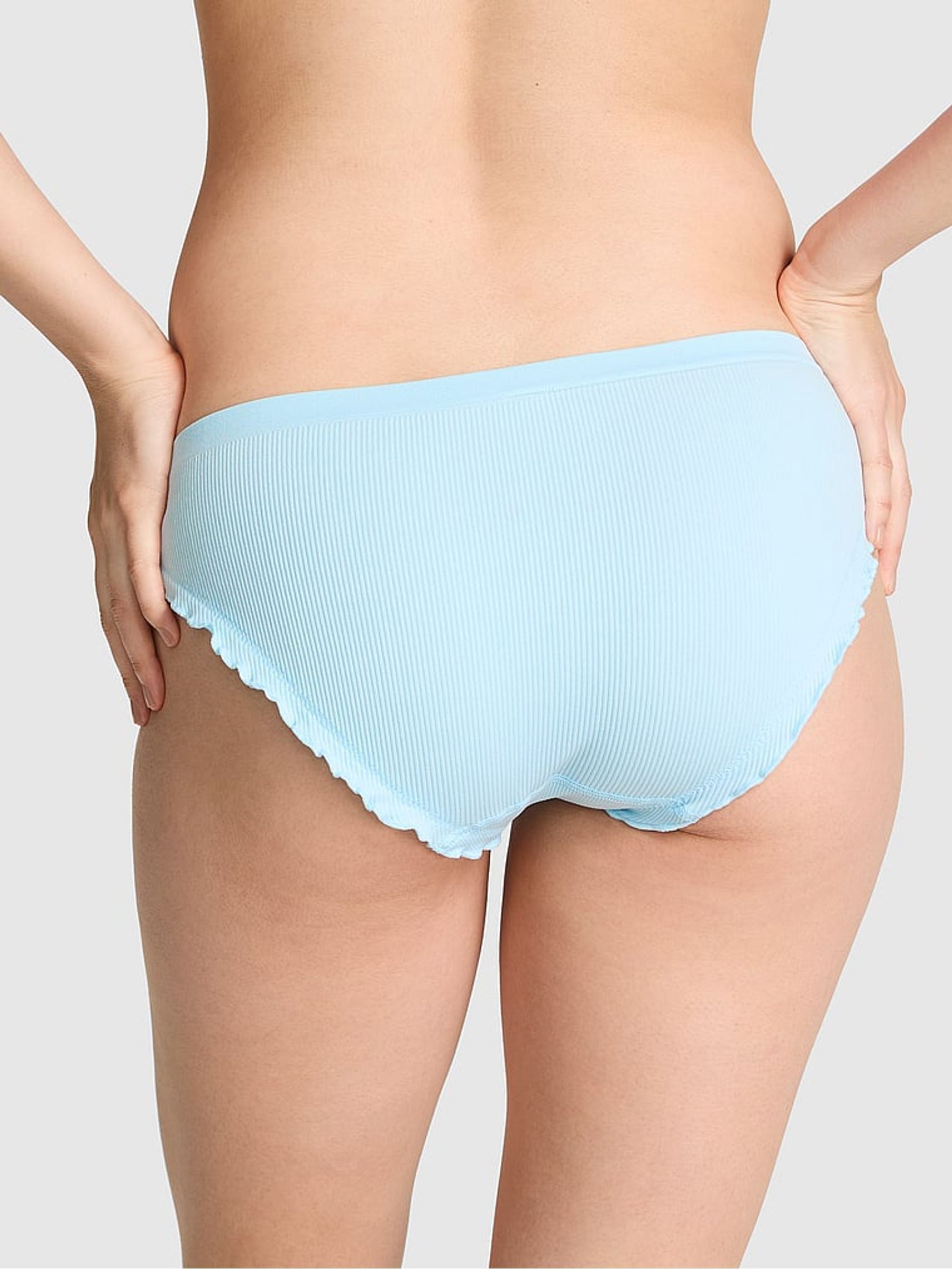Stream Blue Bikini Lettuce Edge Seamless Knickers - Image 2 of 2 Stream Blue Bikini Lettuce Edge Seamless Knickers - Image 2 of 2