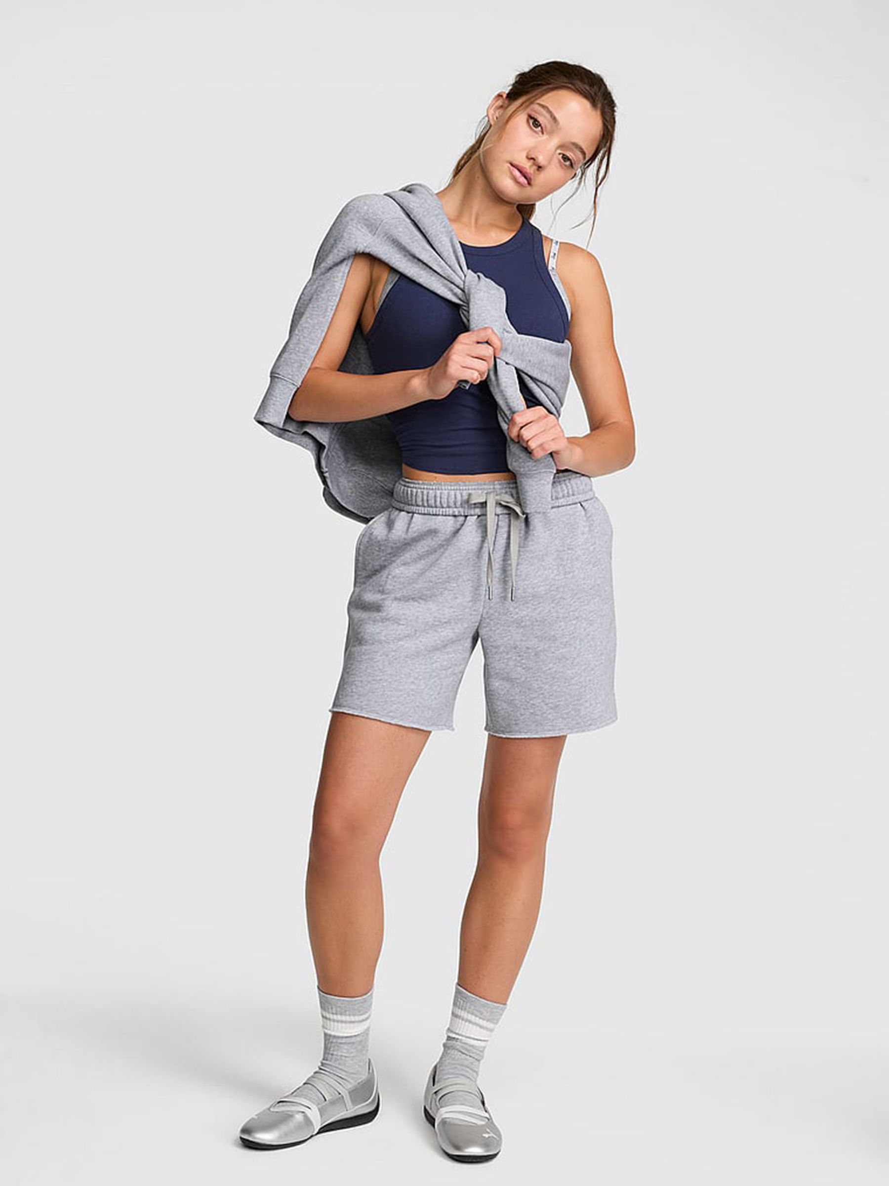 Medium Heather Grey Fleece Shorts - Image 1 of 2