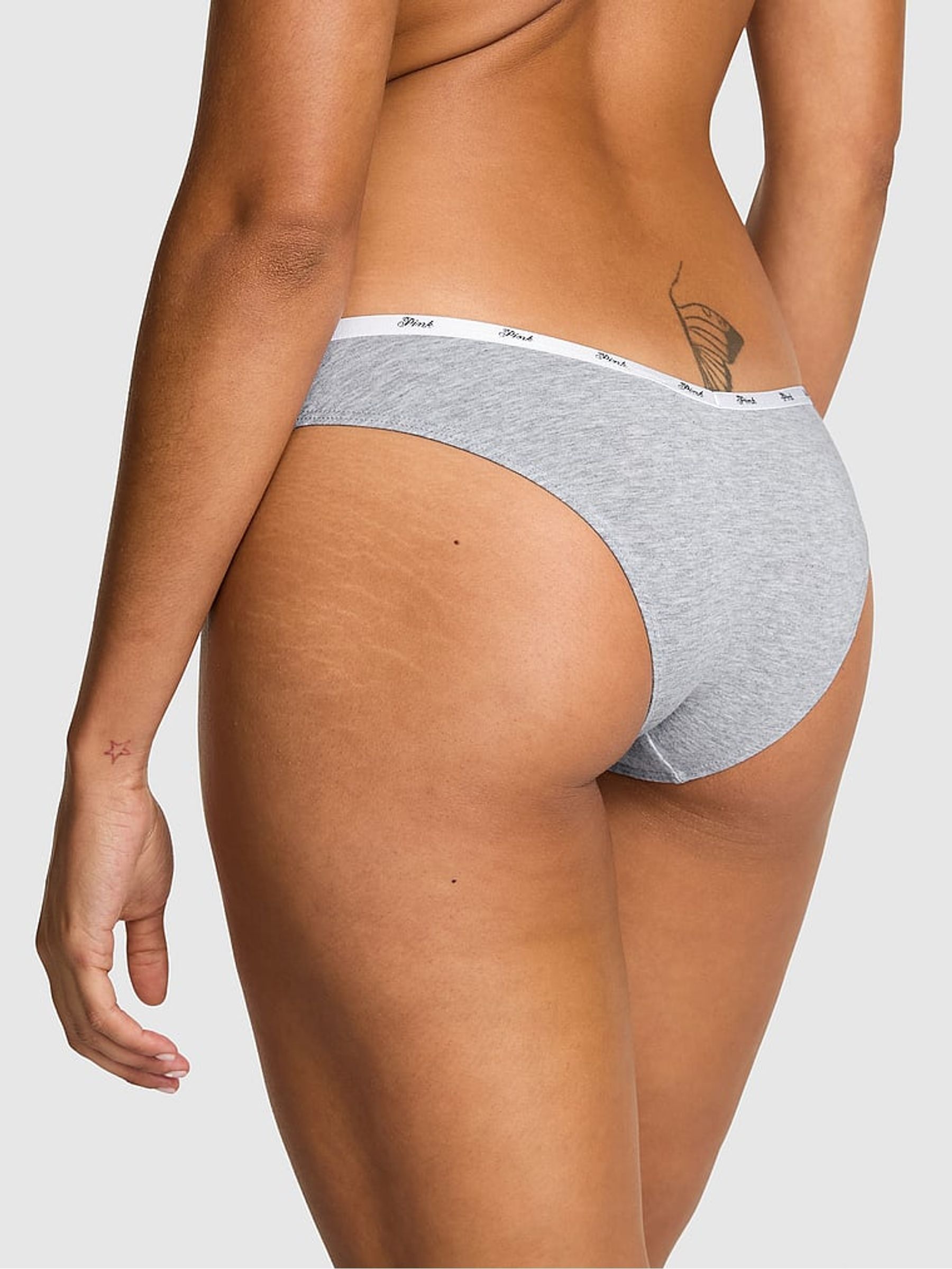 Medium Heather Grey Tanga Cotton Mini Logo Knickers - Image 2 of 2