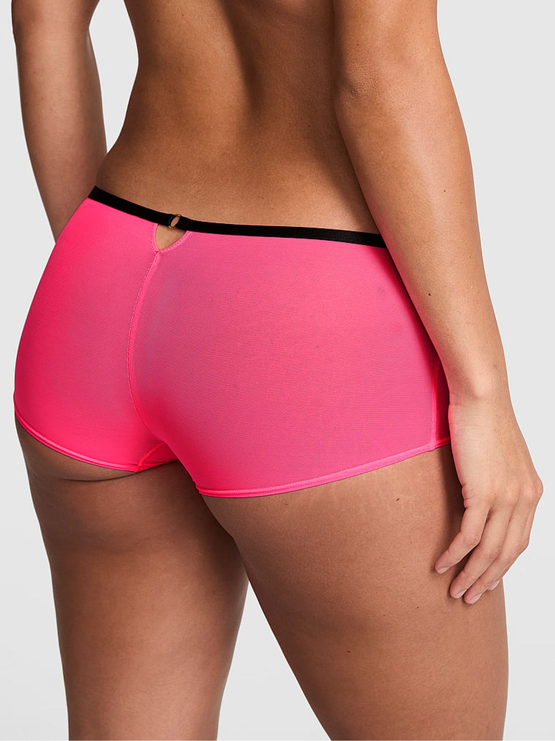 Fall for Me Pink Short Logo Mesh Knickers - Image 2 of 2 Fall for Me Pink Short Logo Mesh Knickers - Image 2 of 2