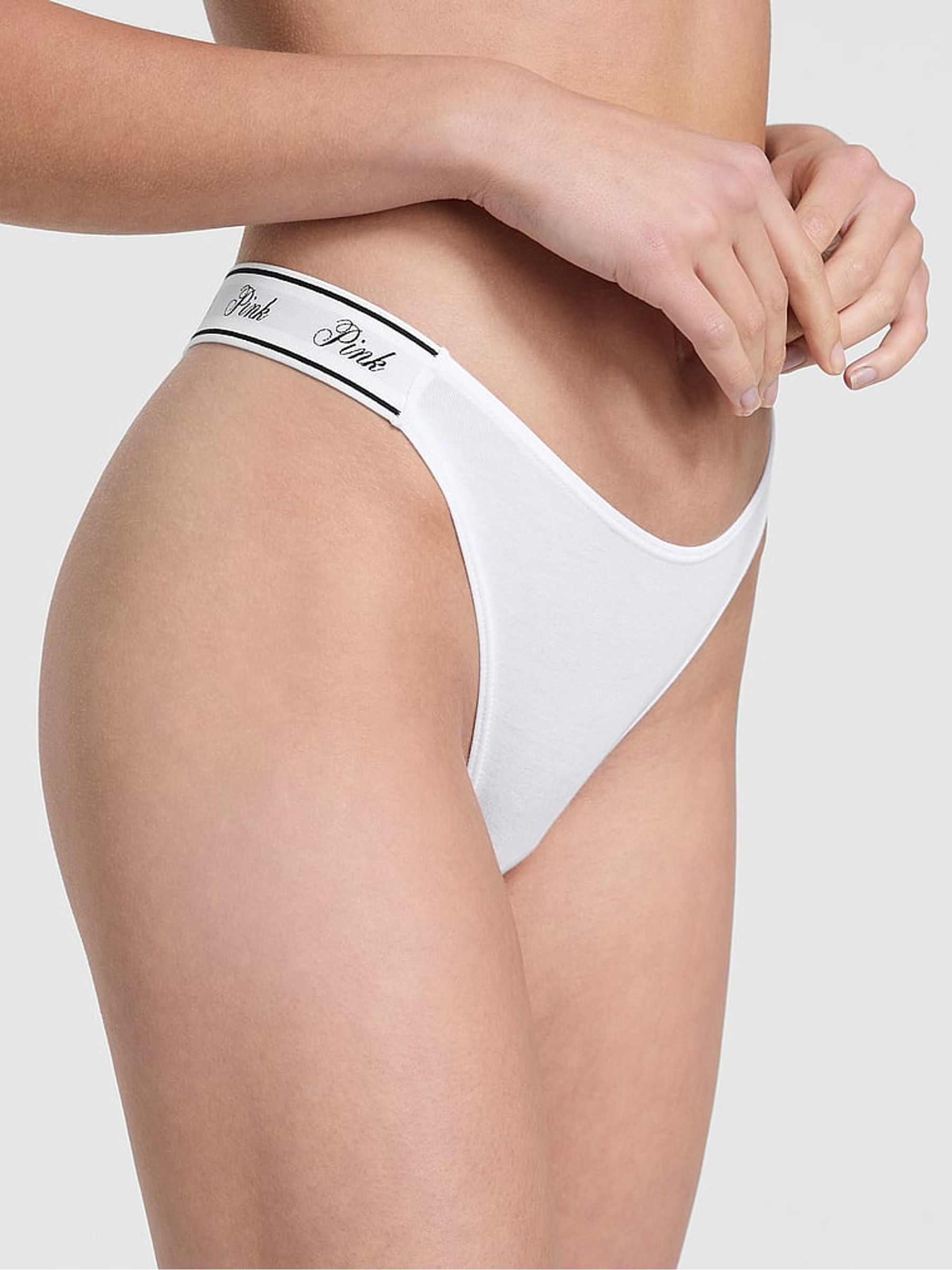 Black/White/Nude/Brown/Pink Thong 5 Pack Logo Knickers - Image 2 of 3