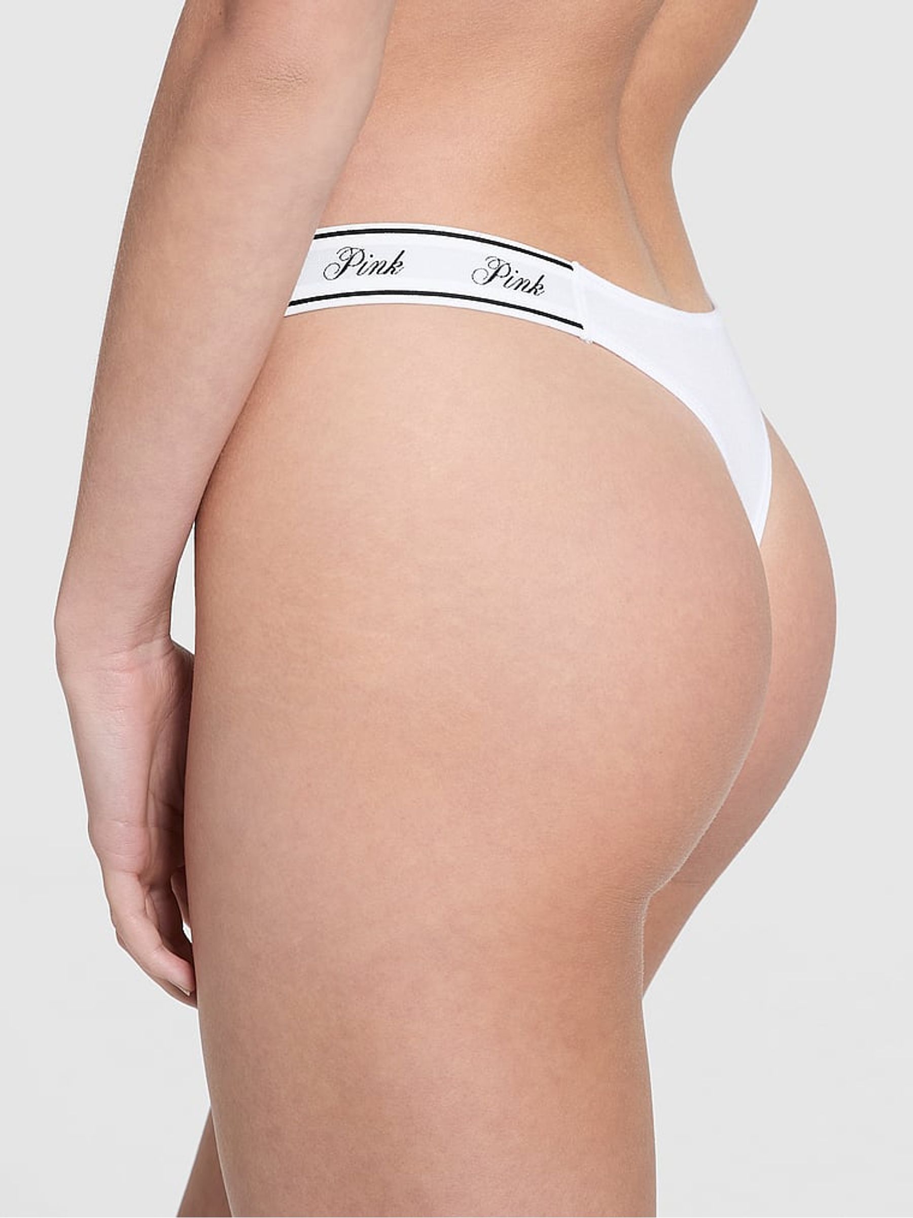 Black/White/Nude/Brown/Pink Thong 5 Pack Logo Knickers - Image 3 of 3