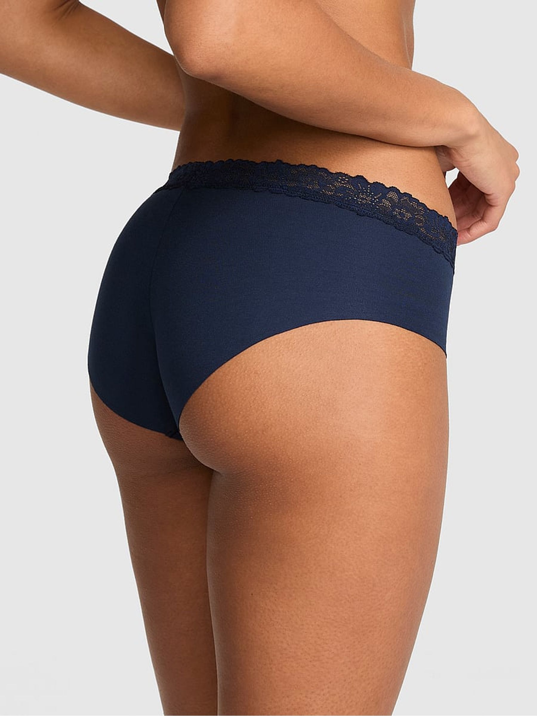 Noir Navy Blue Hipster Lace Trim Knickers - Image 2 of 2