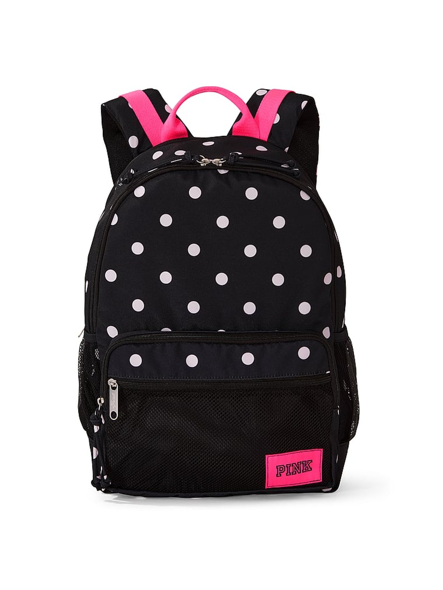 Black and Pink Polka Dot Backpack - Image 2 of 4 Black and Pink Polka Dot Backpack - Image 2 of 4