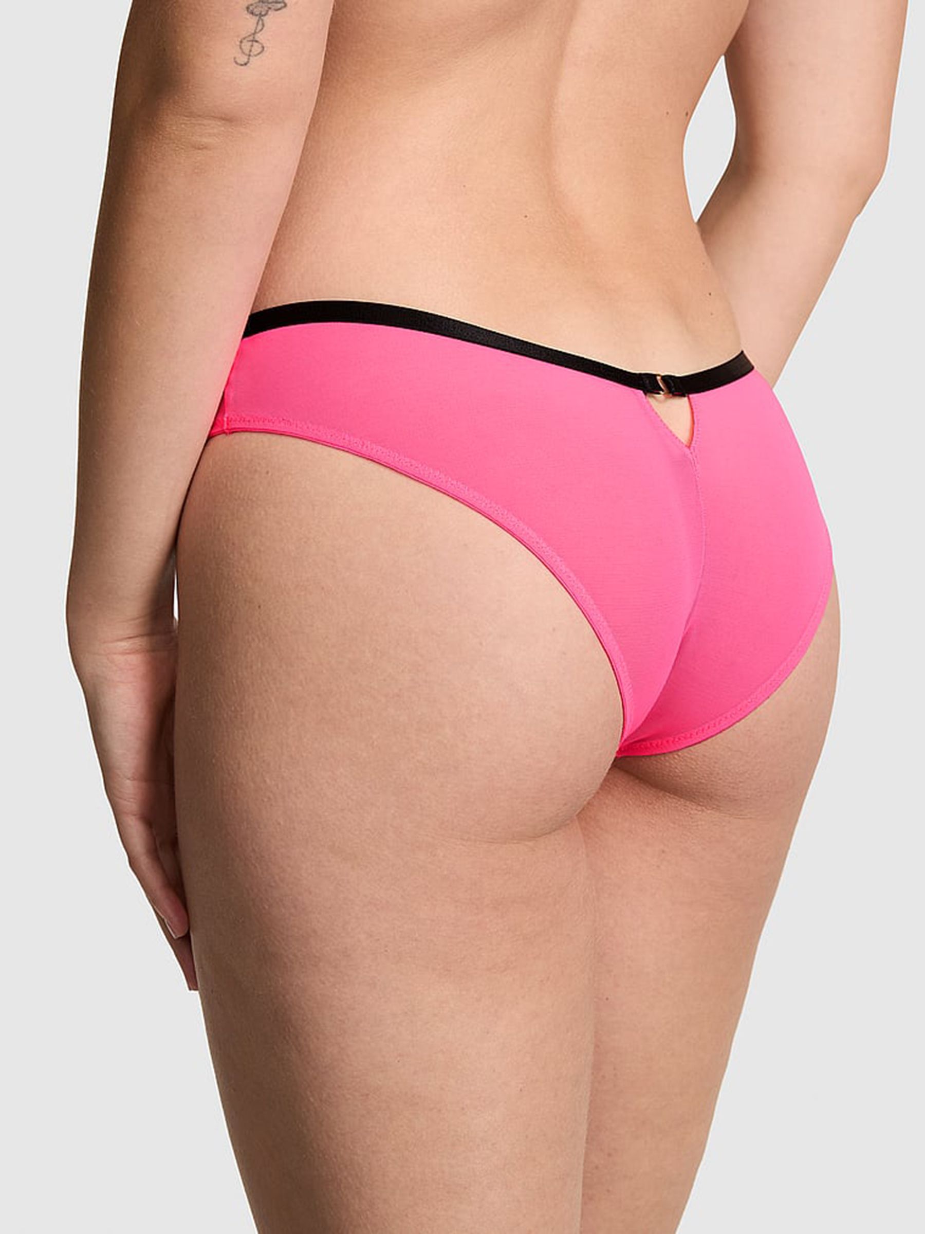 Fall for Me Pink Tanga Logo Mesh Knickers - Image 2 of 2 Fall for Me Pink Tanga Logo Mesh Knickers - Image 2 of 2
