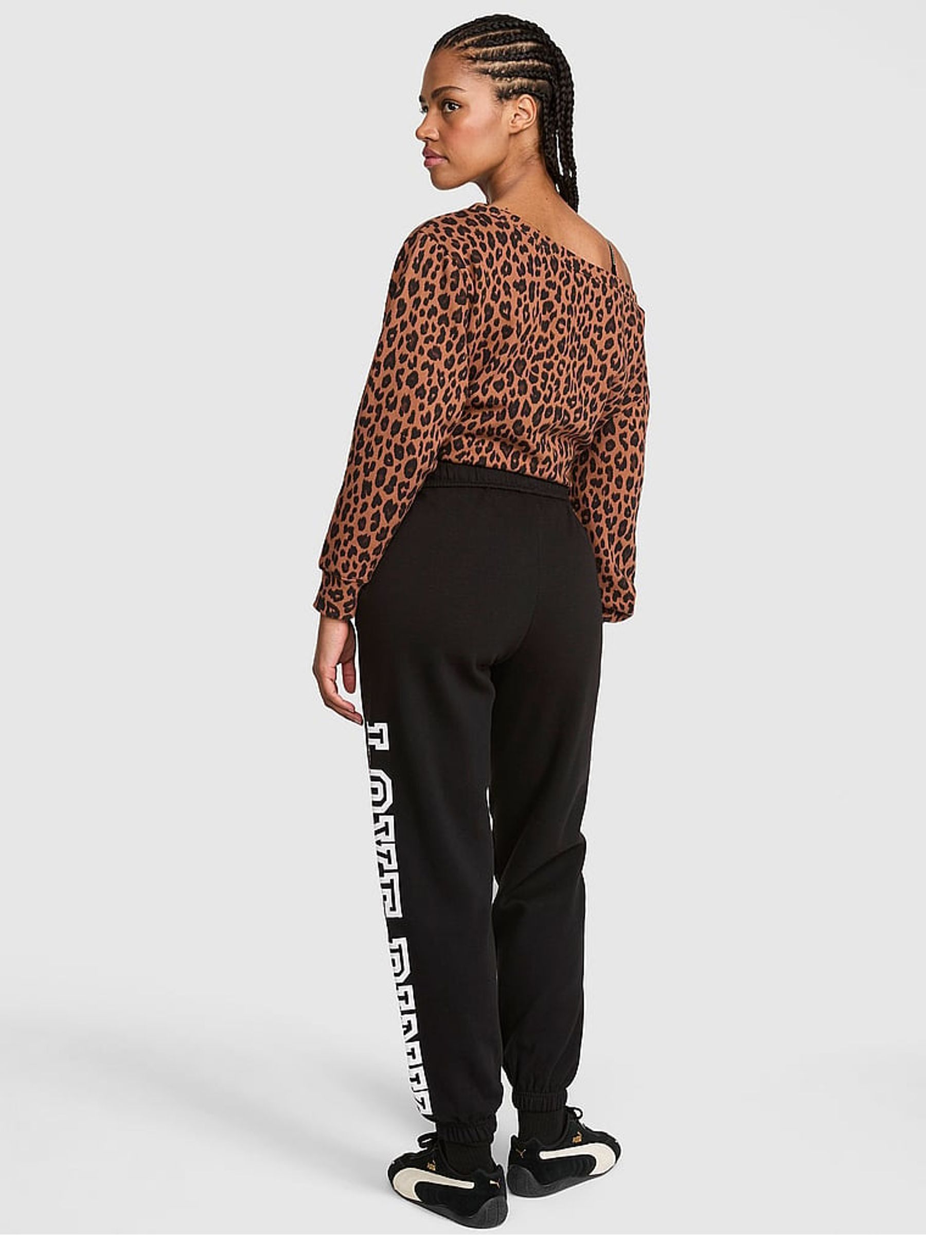 Black Love PINK Cuffed Fleece Joggers - Image 2 of 2 Black Love PINK Cuffed Fleece Joggers - Image 2 of 2
