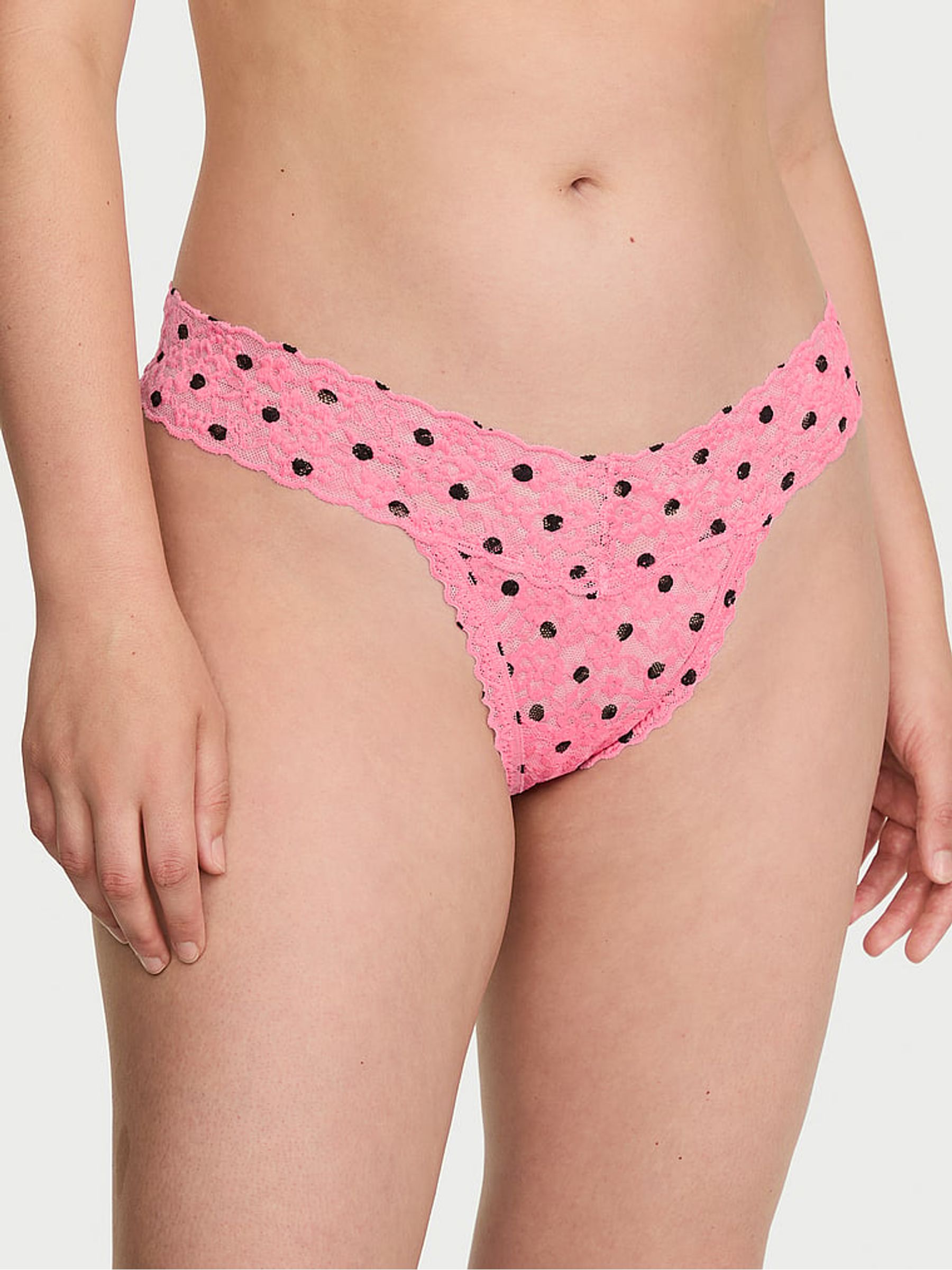 Pink Polka Dot Thong Knickers - Image 1 of 2