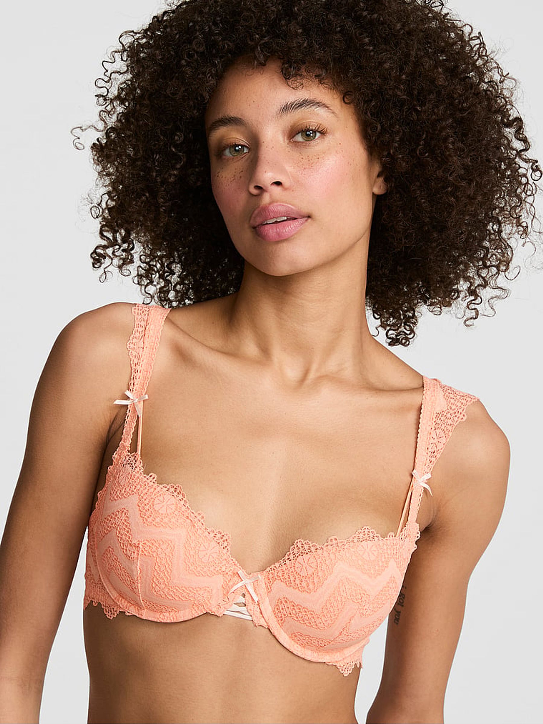 Peach Tree Orange Push Up Crochet Lace Bra - Image 2 of 3