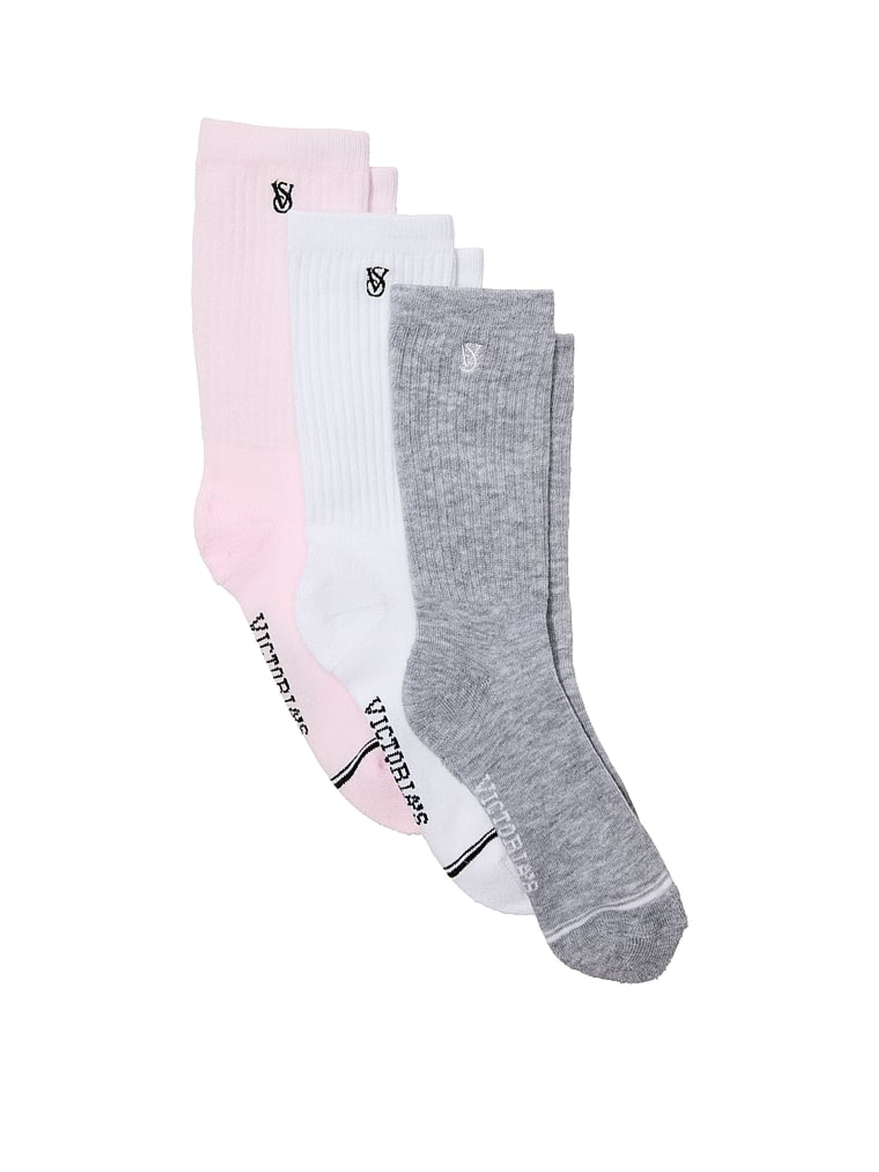 White/Pink/Grey 3 Pack Socks - Image 1 of 2