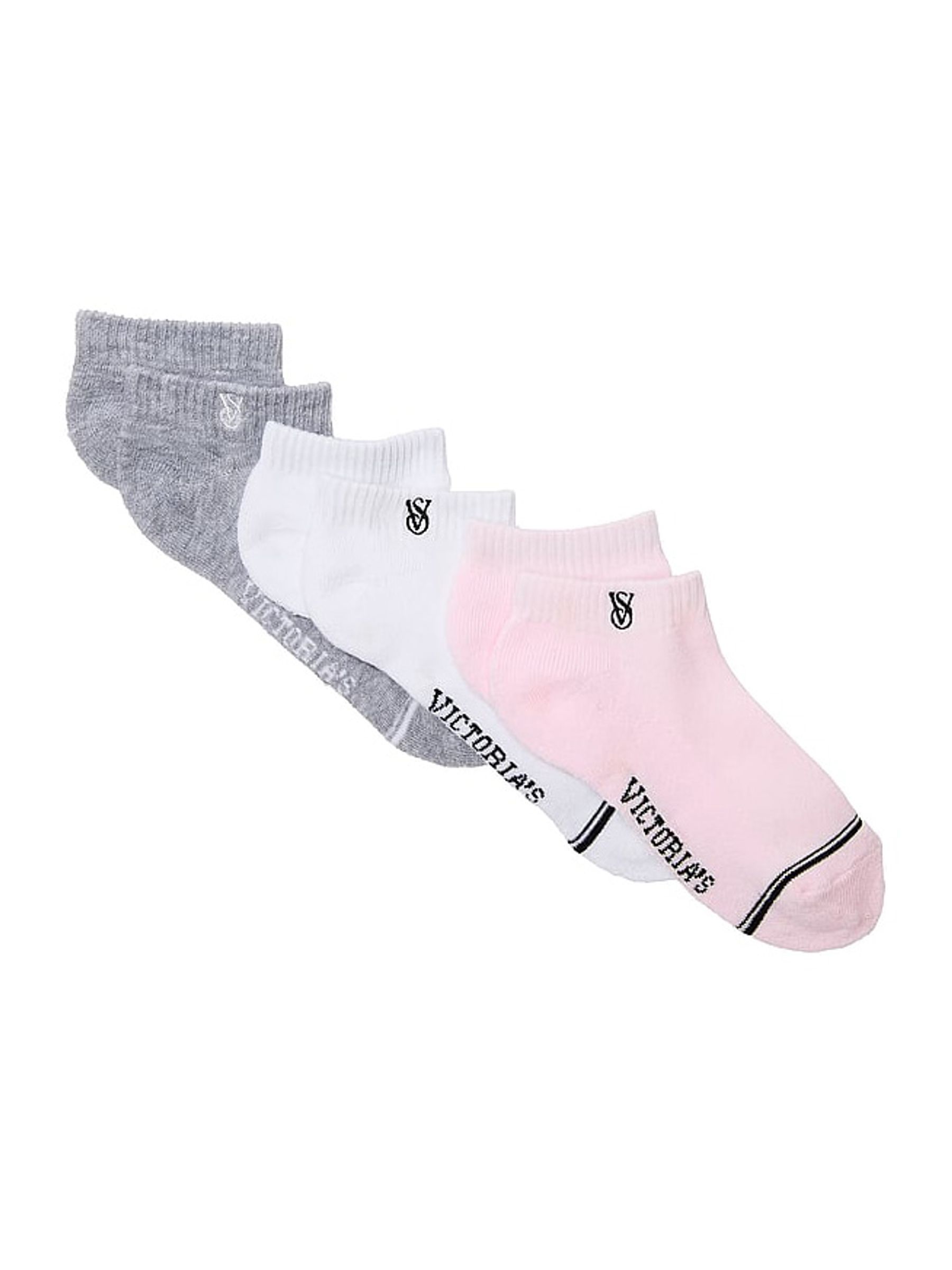 White/Pink/Grey 3 Pack Socks - Image 1 of 2 White/Pink/Grey 3 Pack Socks - Image 1 of 2