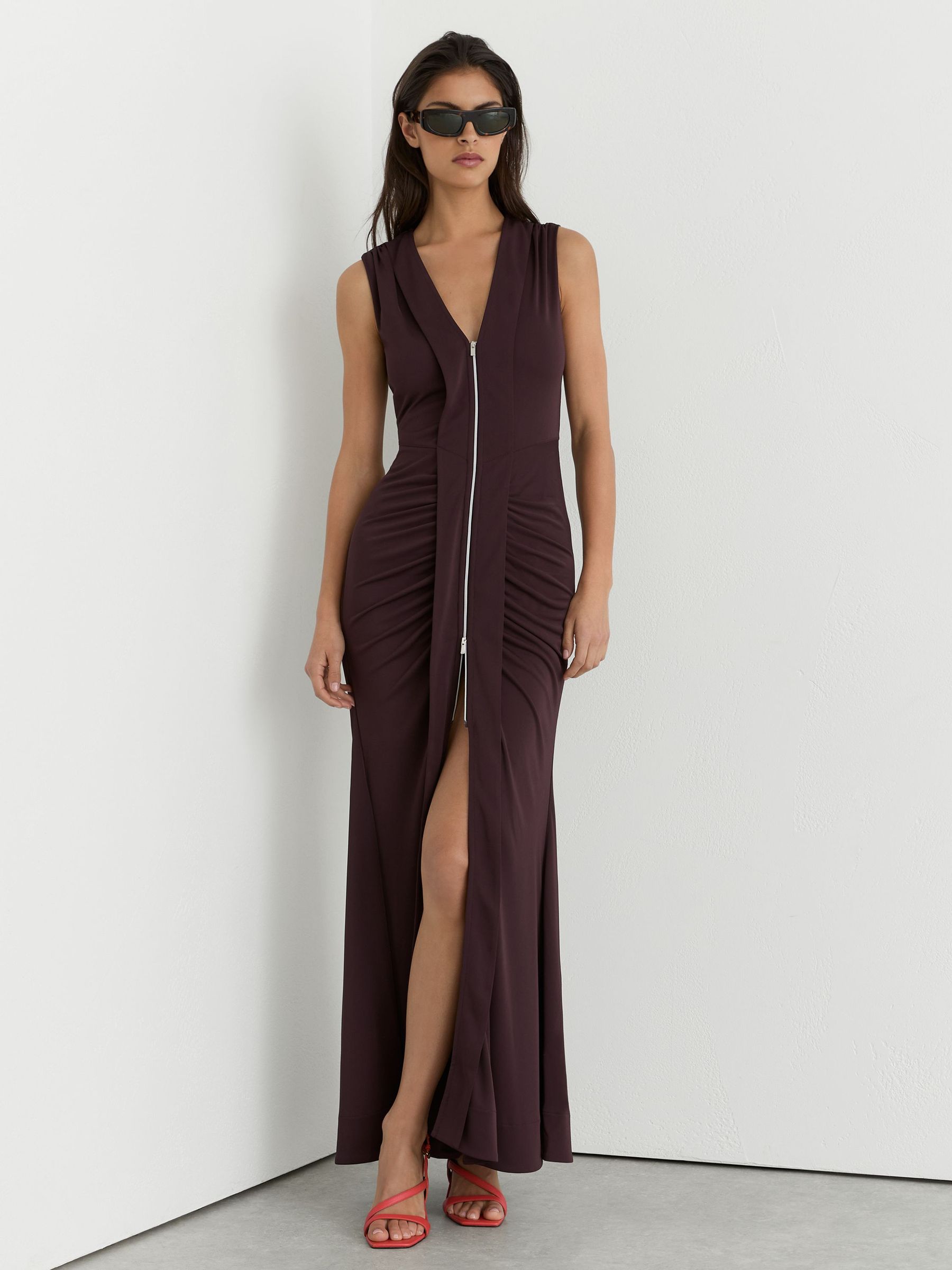 Dress in Grape Burgundy - Image 1 of 7