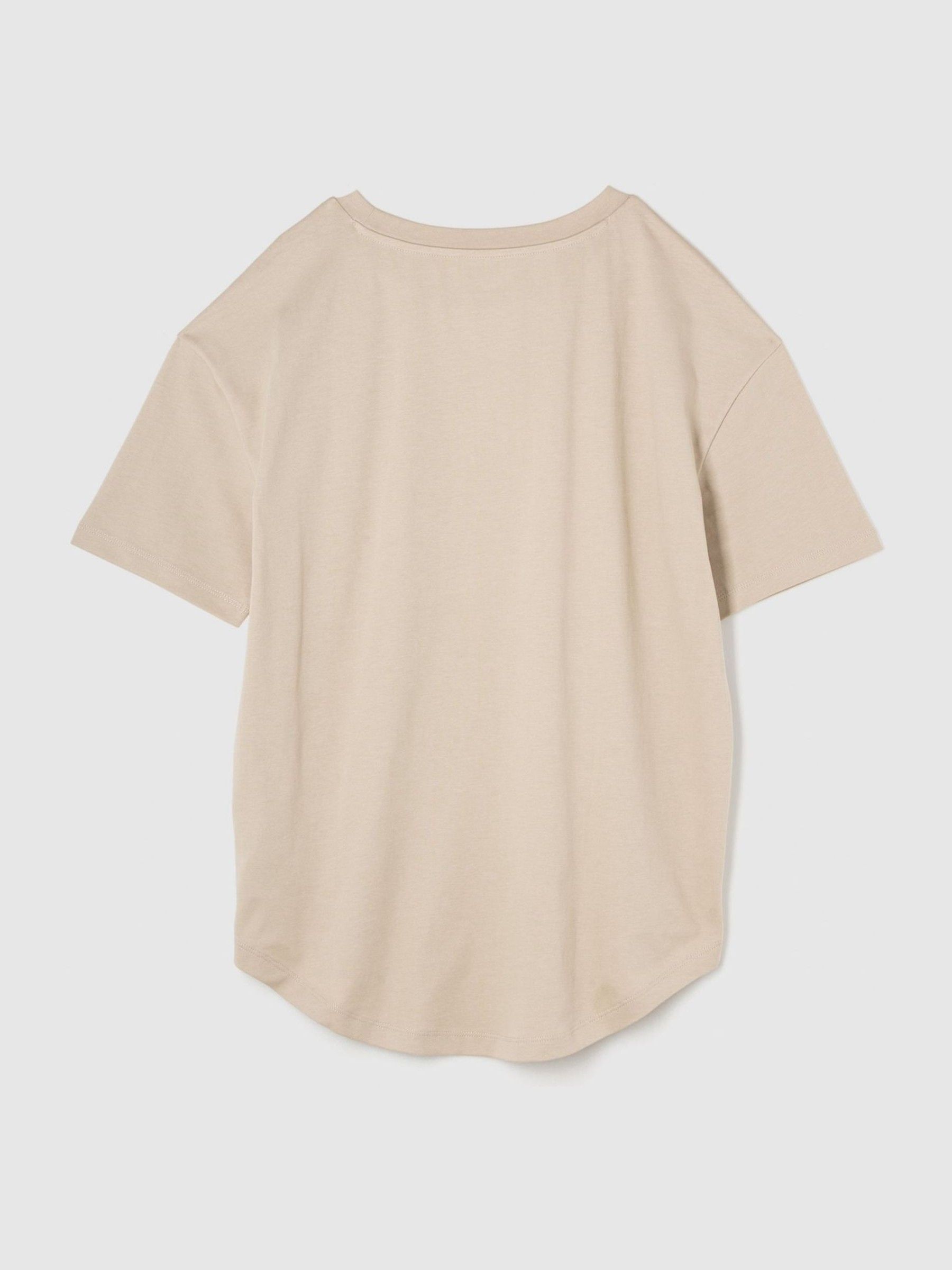 Beige Cotton Logo Short Sleeve Oversized T-Shirt - Image 3 of 4