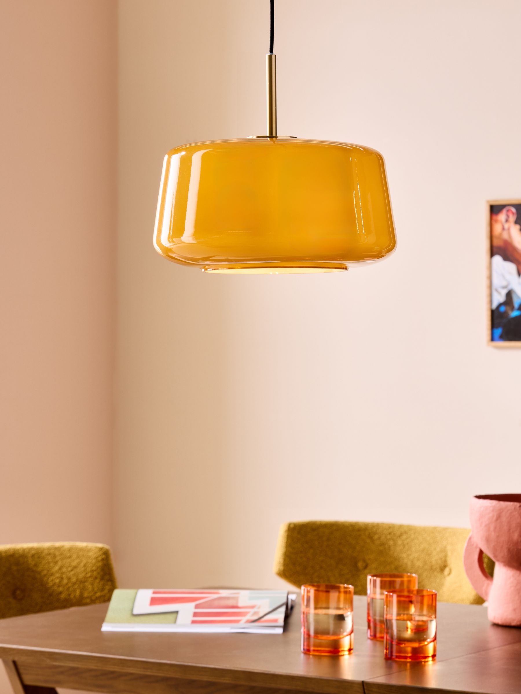 Camilo Pendant Ceiling Light in Amber Orange - Image 1 of 6