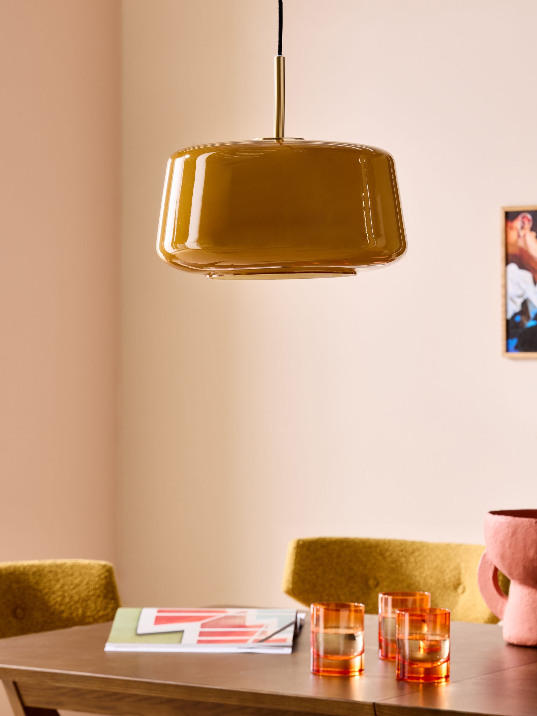 Camilo Pendant Ceiling Light in Amber Orange - Image 2 of 6