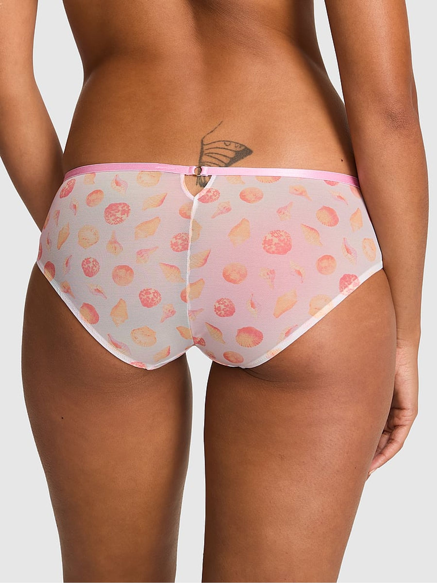 Pink Seashell Print Hipster Logo Mesh Knickers - Image 2 of 2 Pink Seashell Print Hipster Logo Mesh Knickers - Image 2 of 2