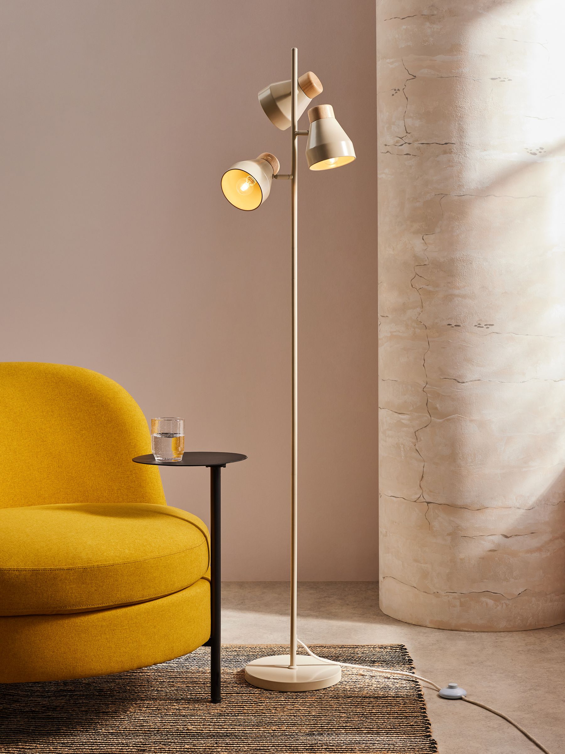 Albert 3 Light Floor Lamp in Cream - Image 1 of 3