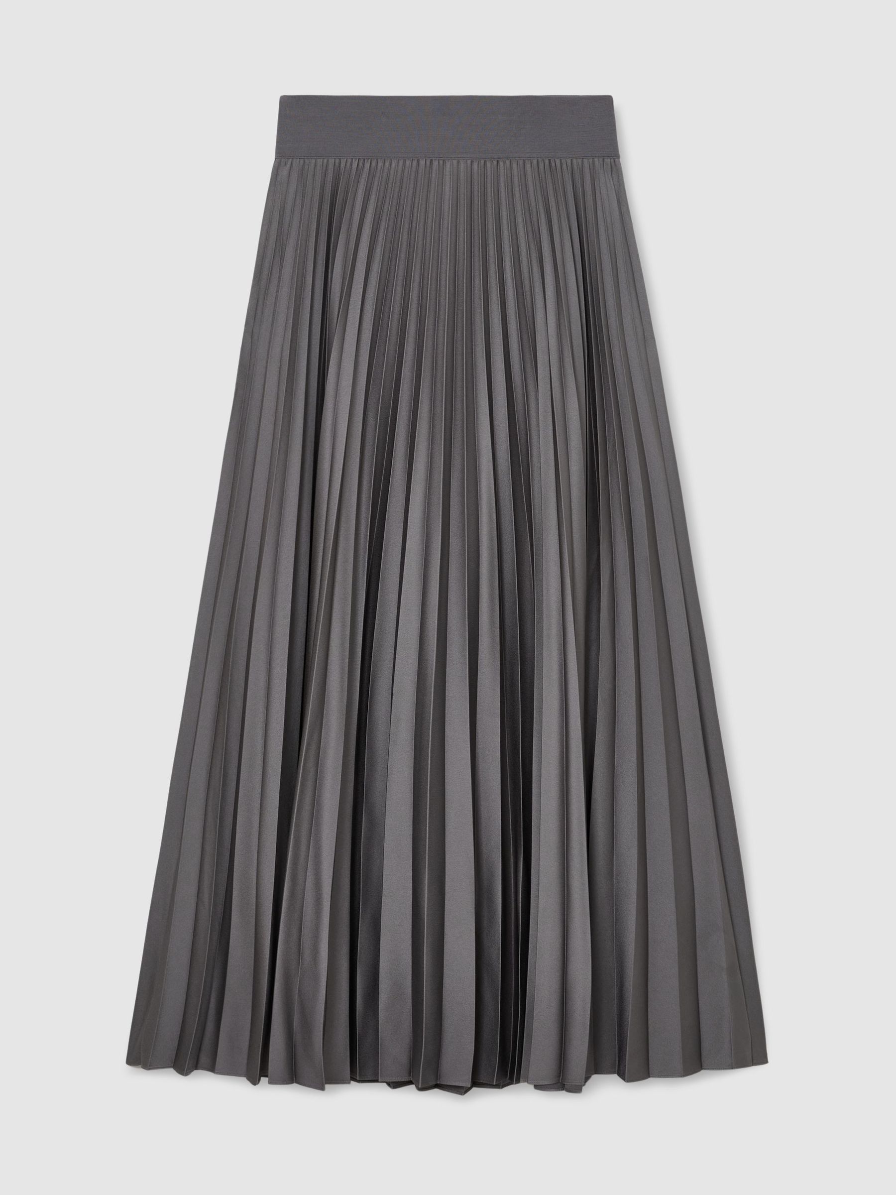 Pleated Midi Skirt in Grey - Image 2 of 7