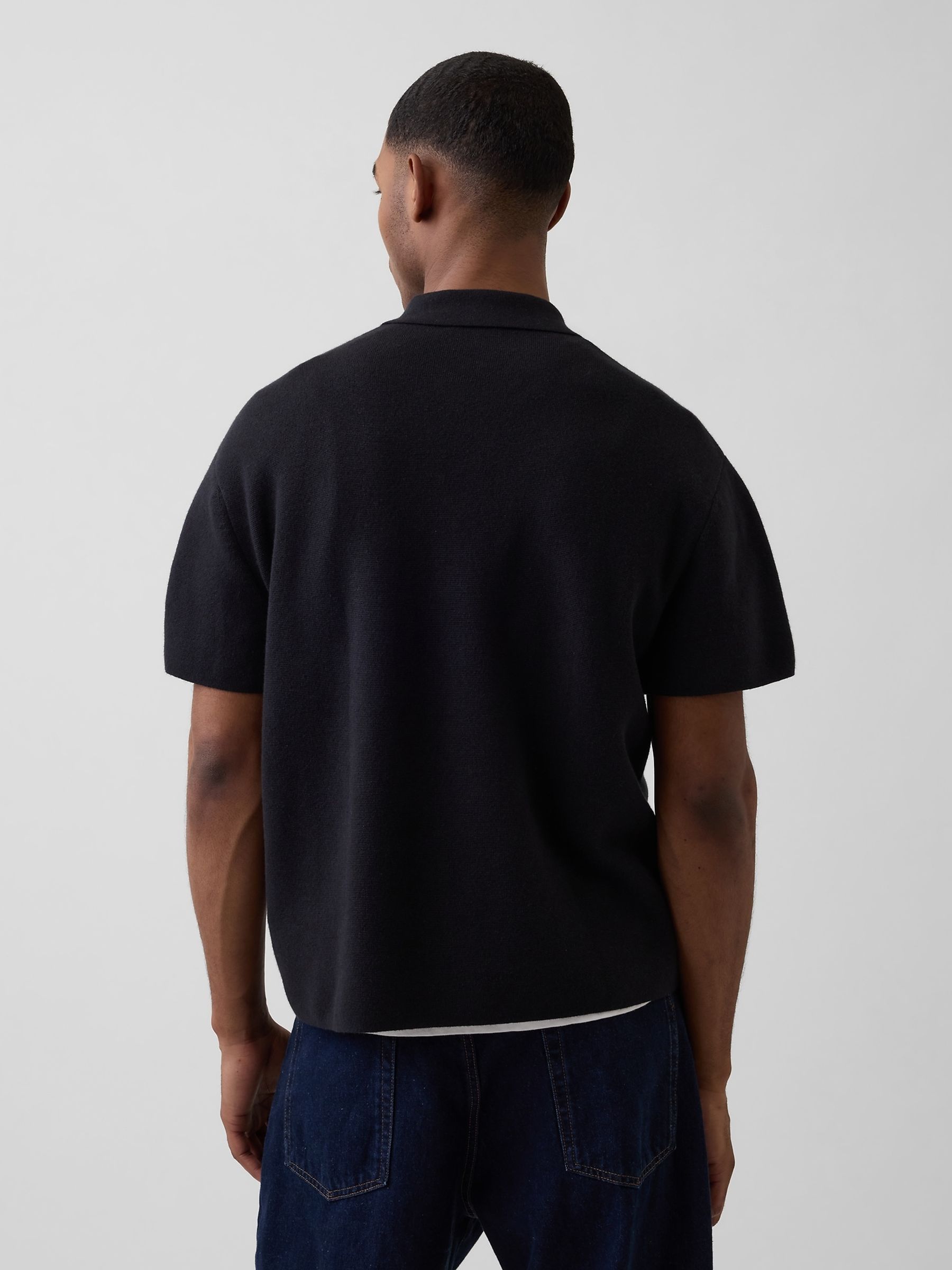 Black Oversized Quarter-Zip Pocket Polo Jumper - Image 2 of 4